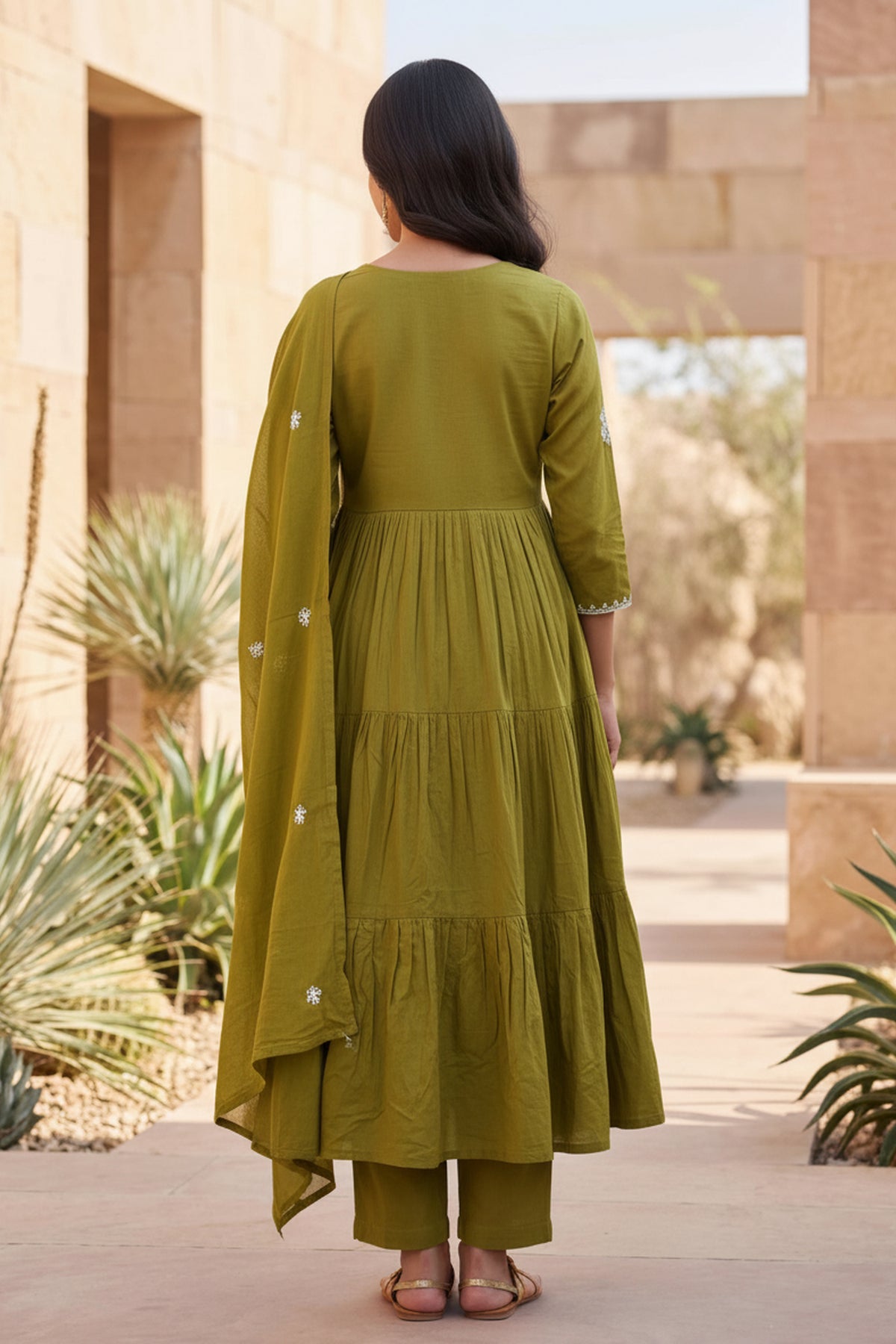 Green Embroidered Anarkali Kurta Suit Set