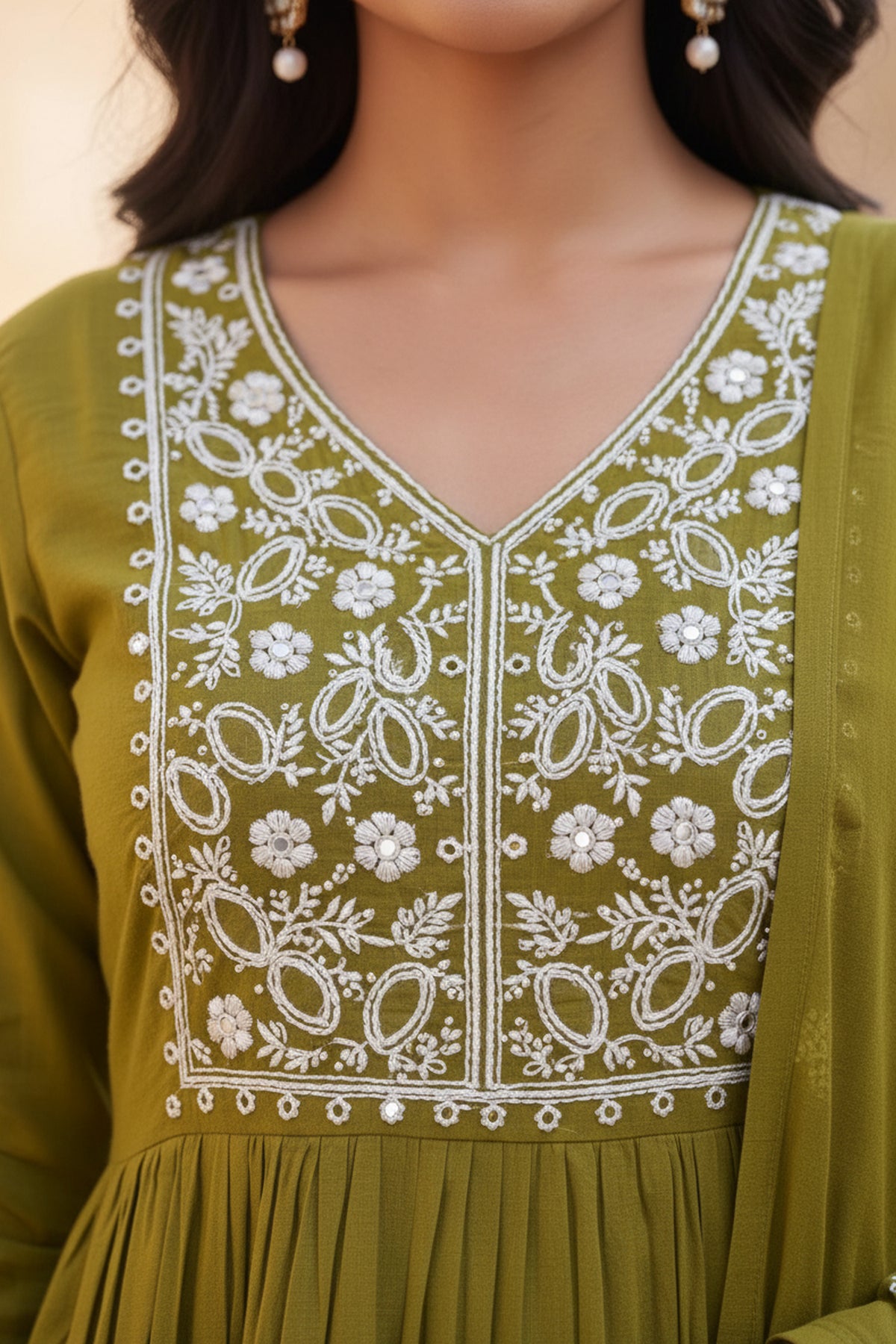 Green Embroidered Anarkali Kurta Suit Set