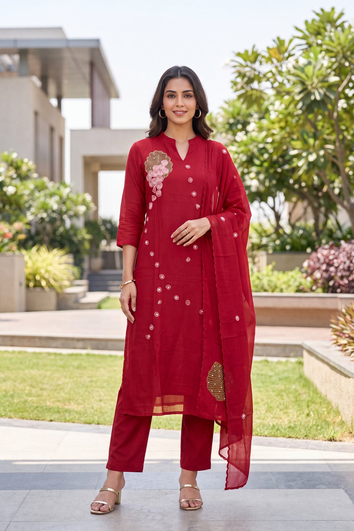 Rani Embroidered Silk Kurta Set