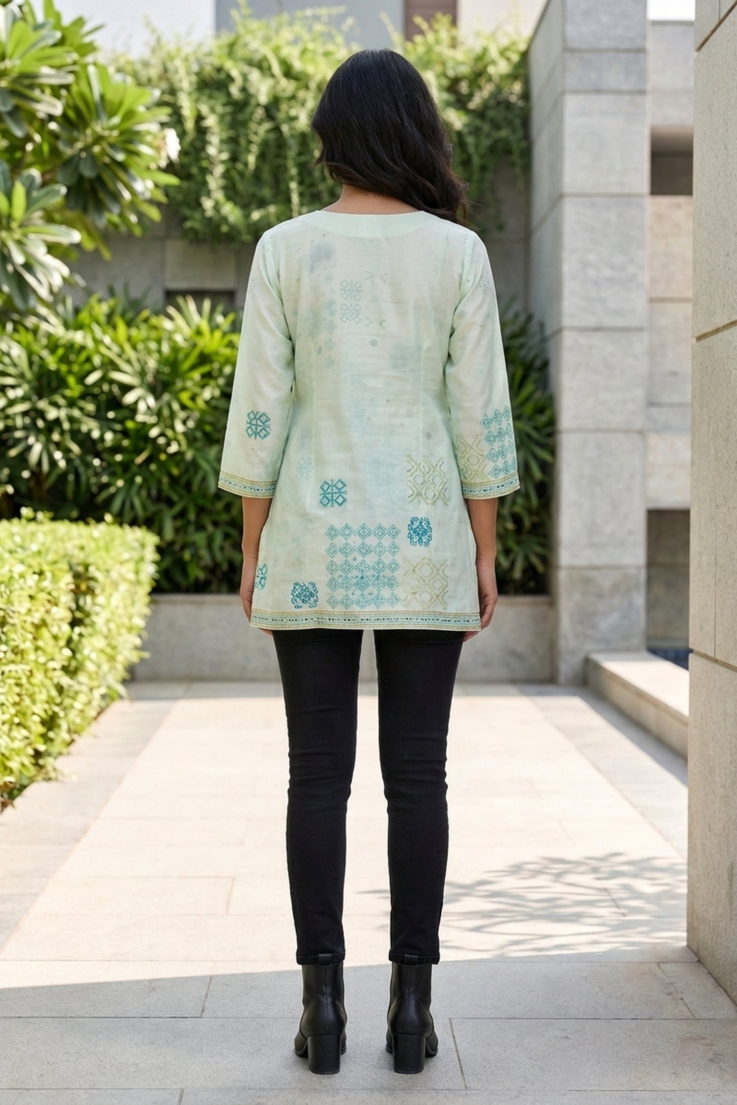 Mint Green Printed Cotton Top