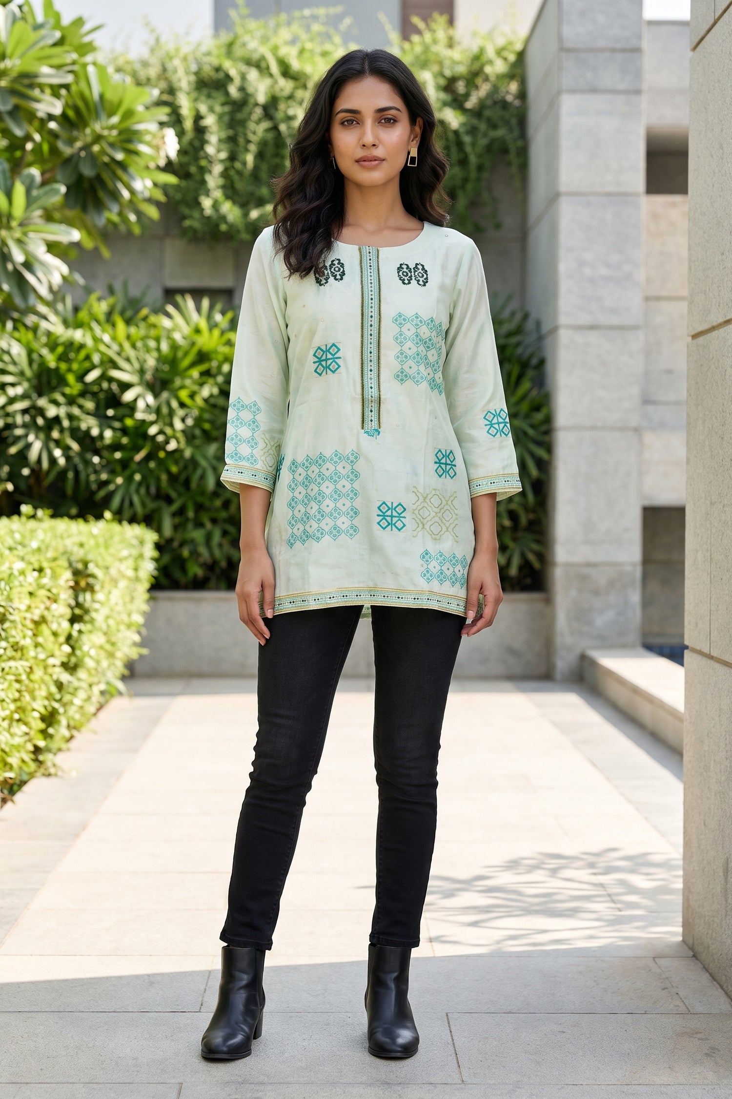Mint Green Printed Cotton Top