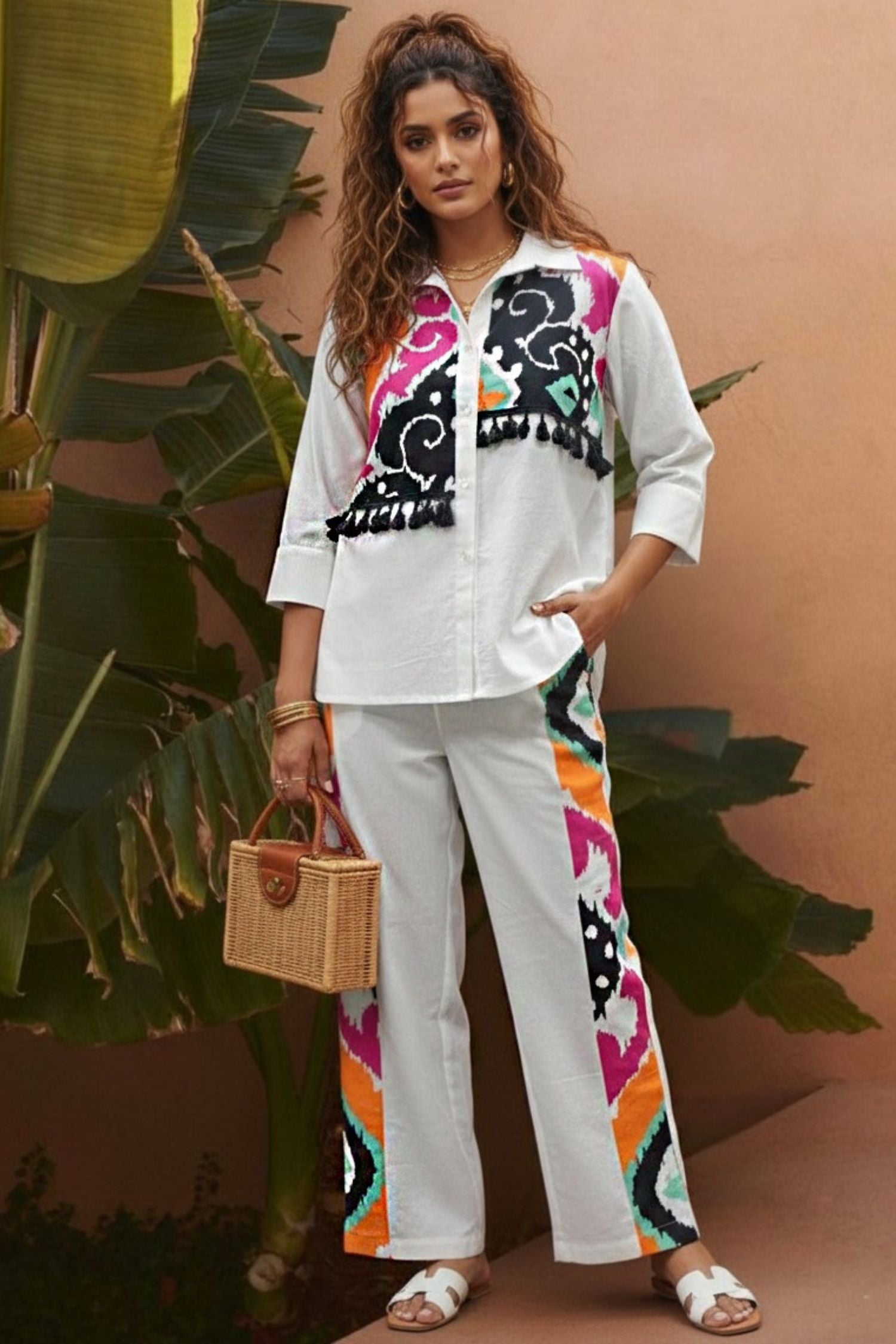 White Chic Multicolor Printed Co-ord Set