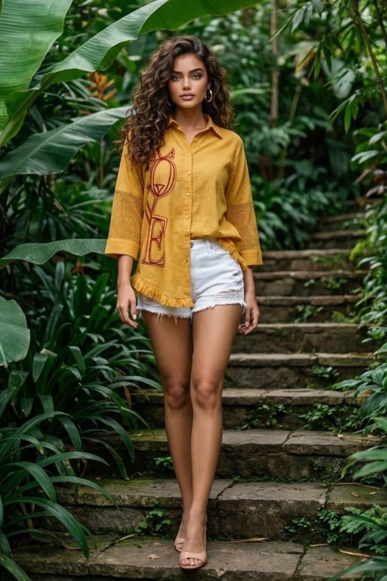 Mustard Yellow Printed Women’s Shirt