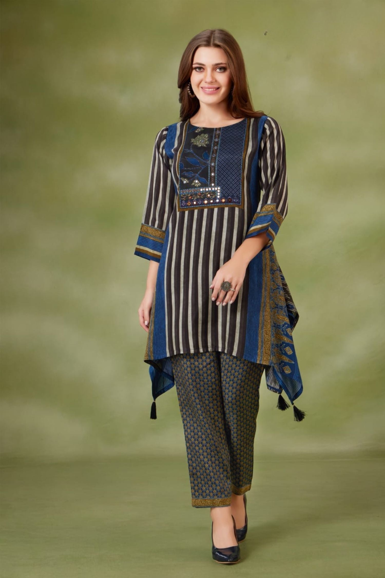 Aqua Elegance Embroidered Viscose Cord Set