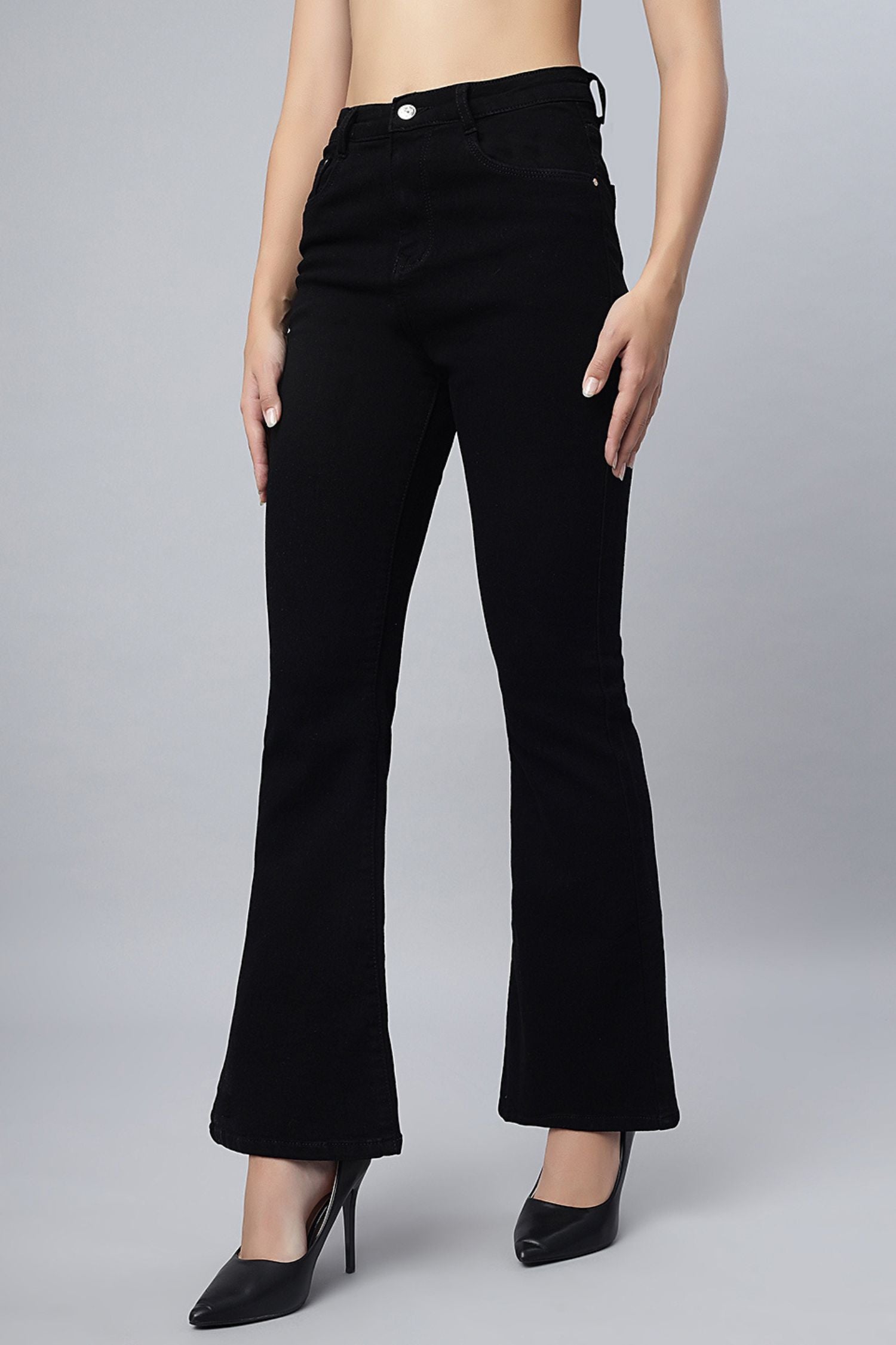 Black High-Rise Bootcut Jeans