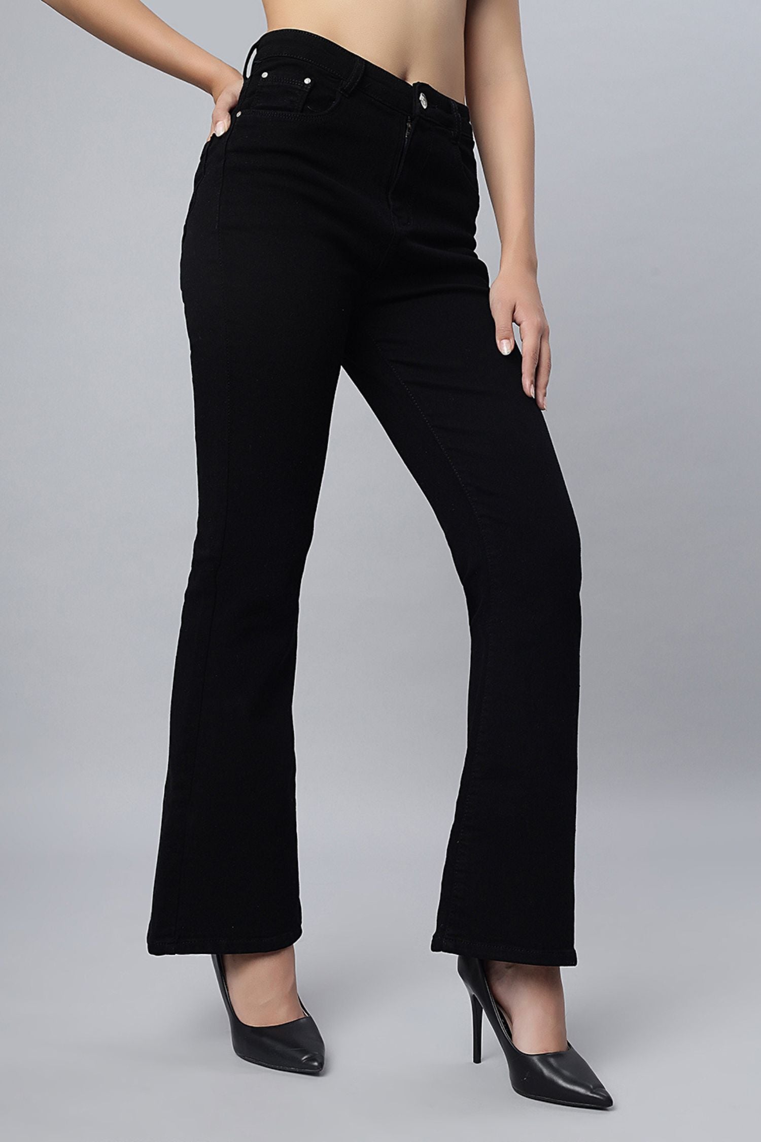 Black High-Rise Bootcut Jeans
