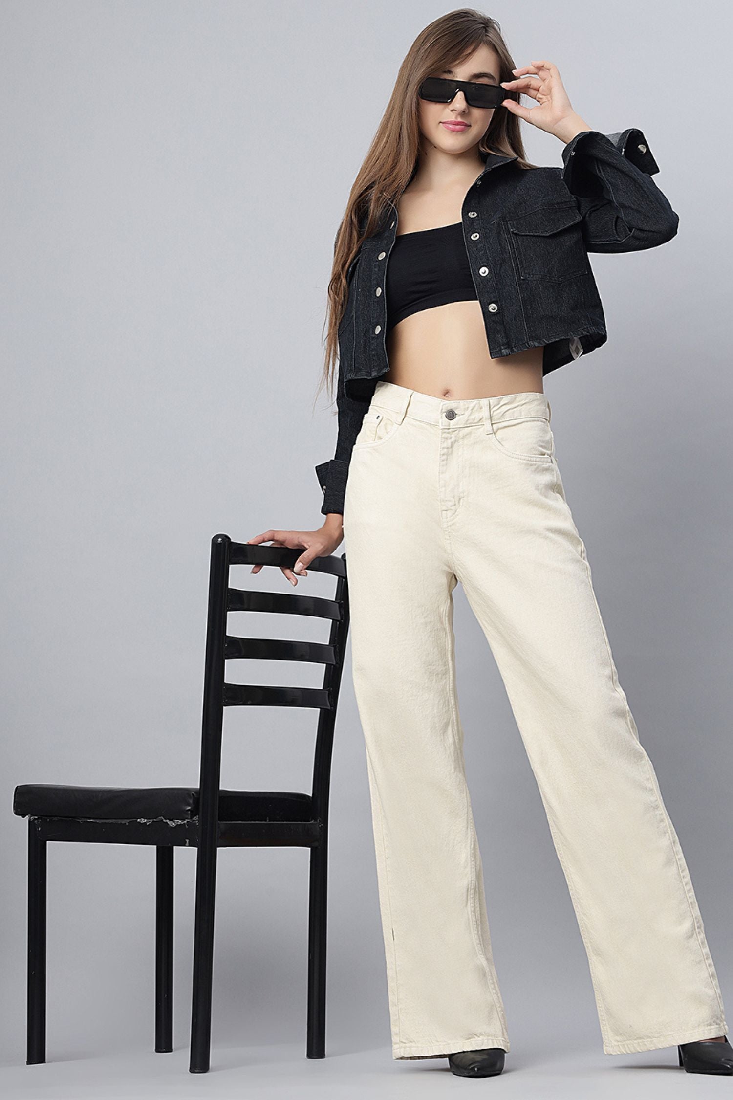 Straight-Leg Denim in Soft Cream