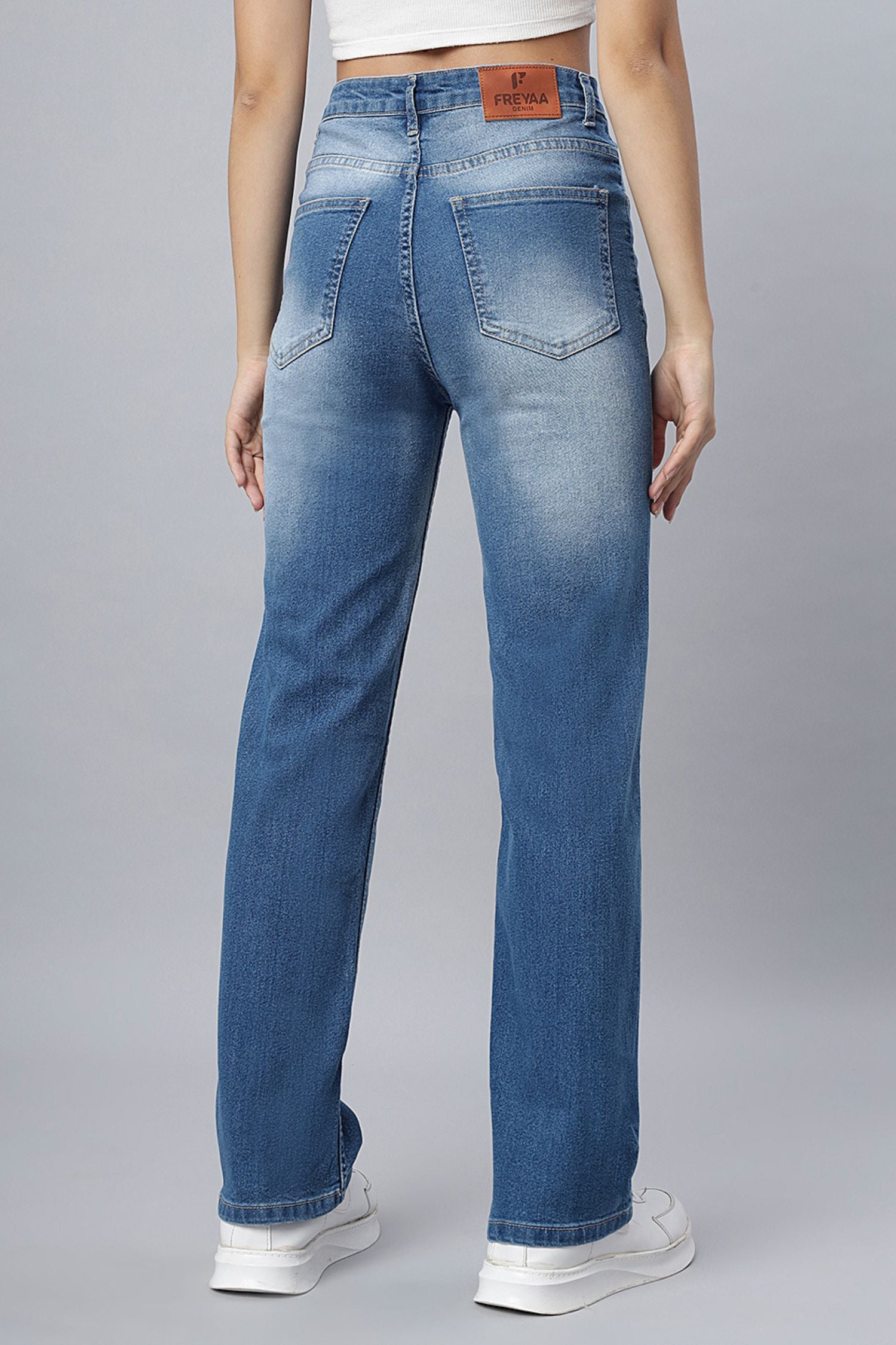Classic Blue Shaded Straight-Fit Jeans