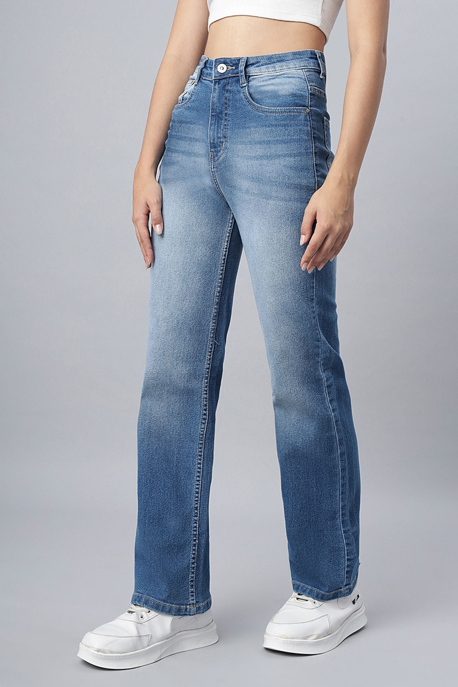 Classic Blue Shaded Straight-Fit Jeans
