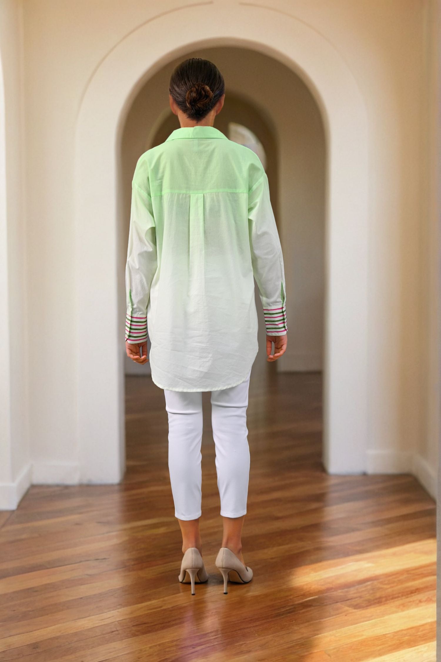Green Shirt with Floral Design