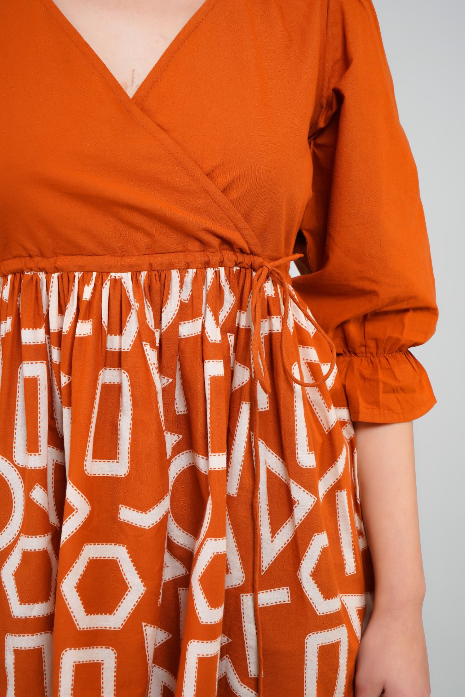 Freyaa Orange Frill Printed Top