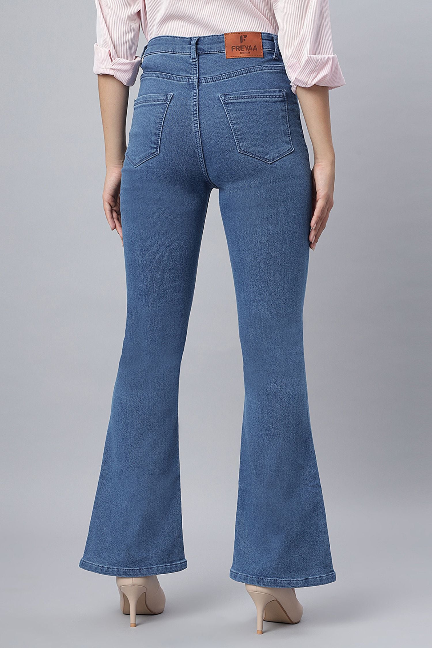 High Waist Stone Bootcut Jeans