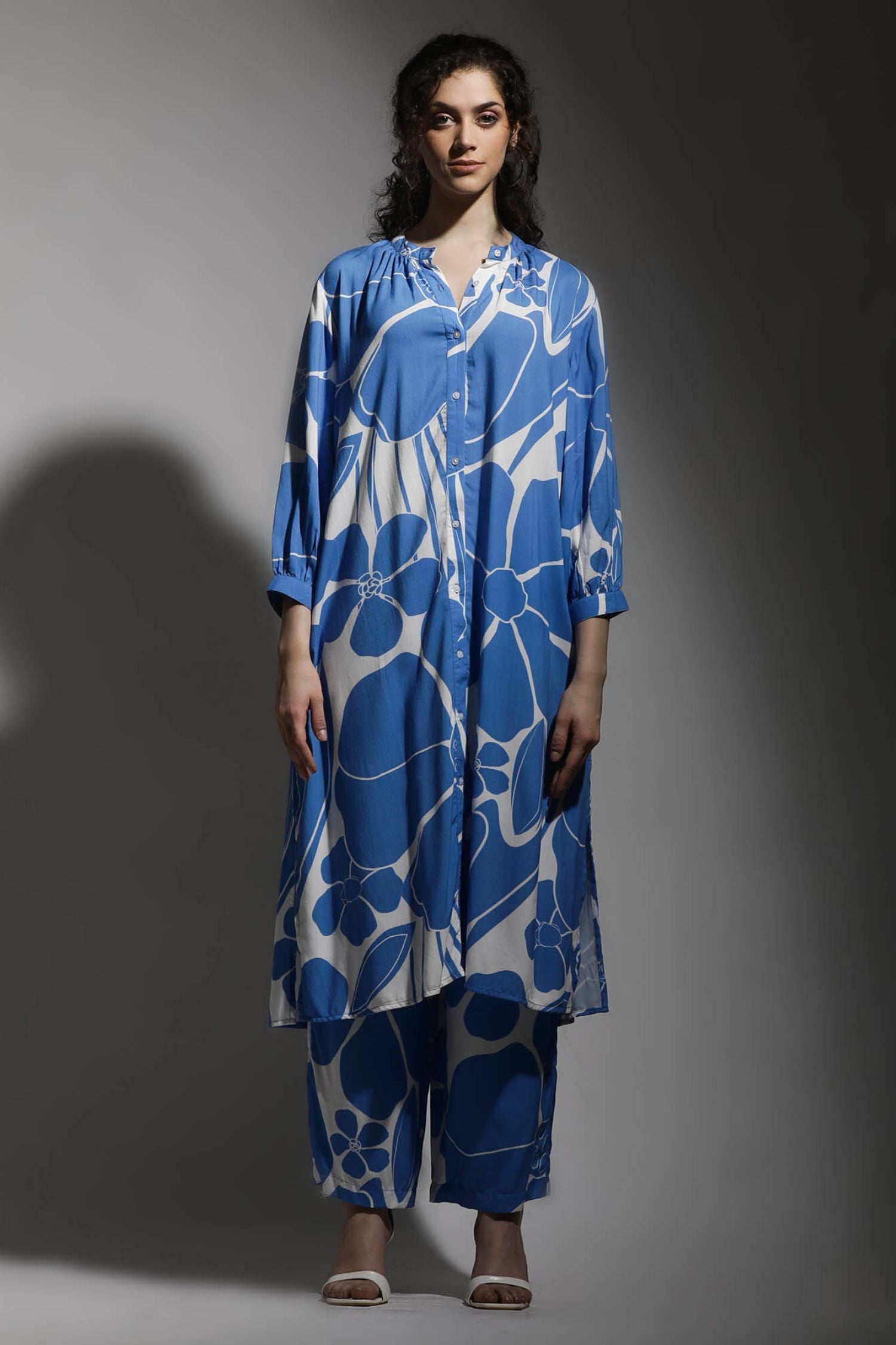 Blue Flower Print Co-ord Set