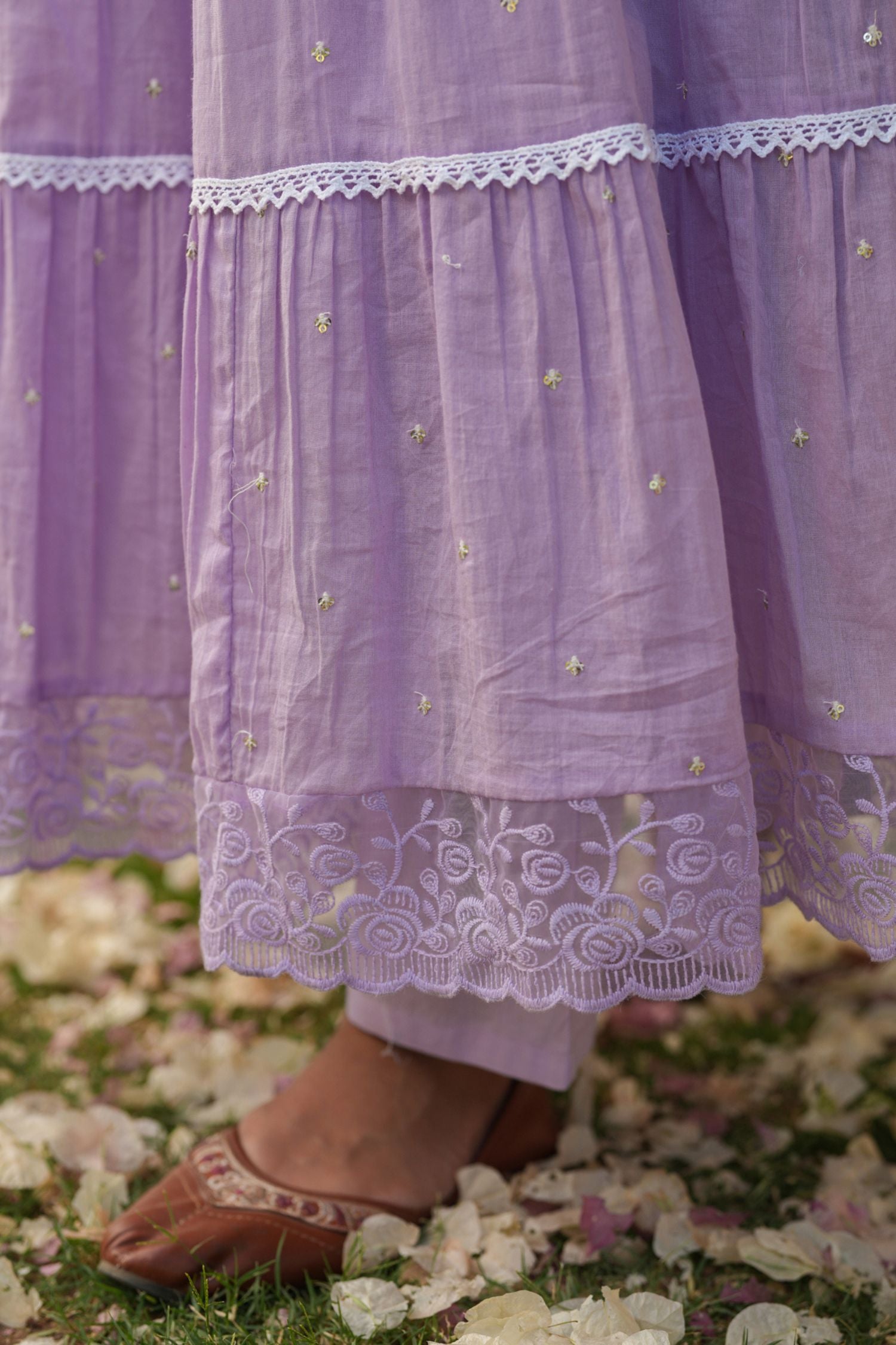Freyaa Lavender Cotton Anarkali Suit Set With Dupatta