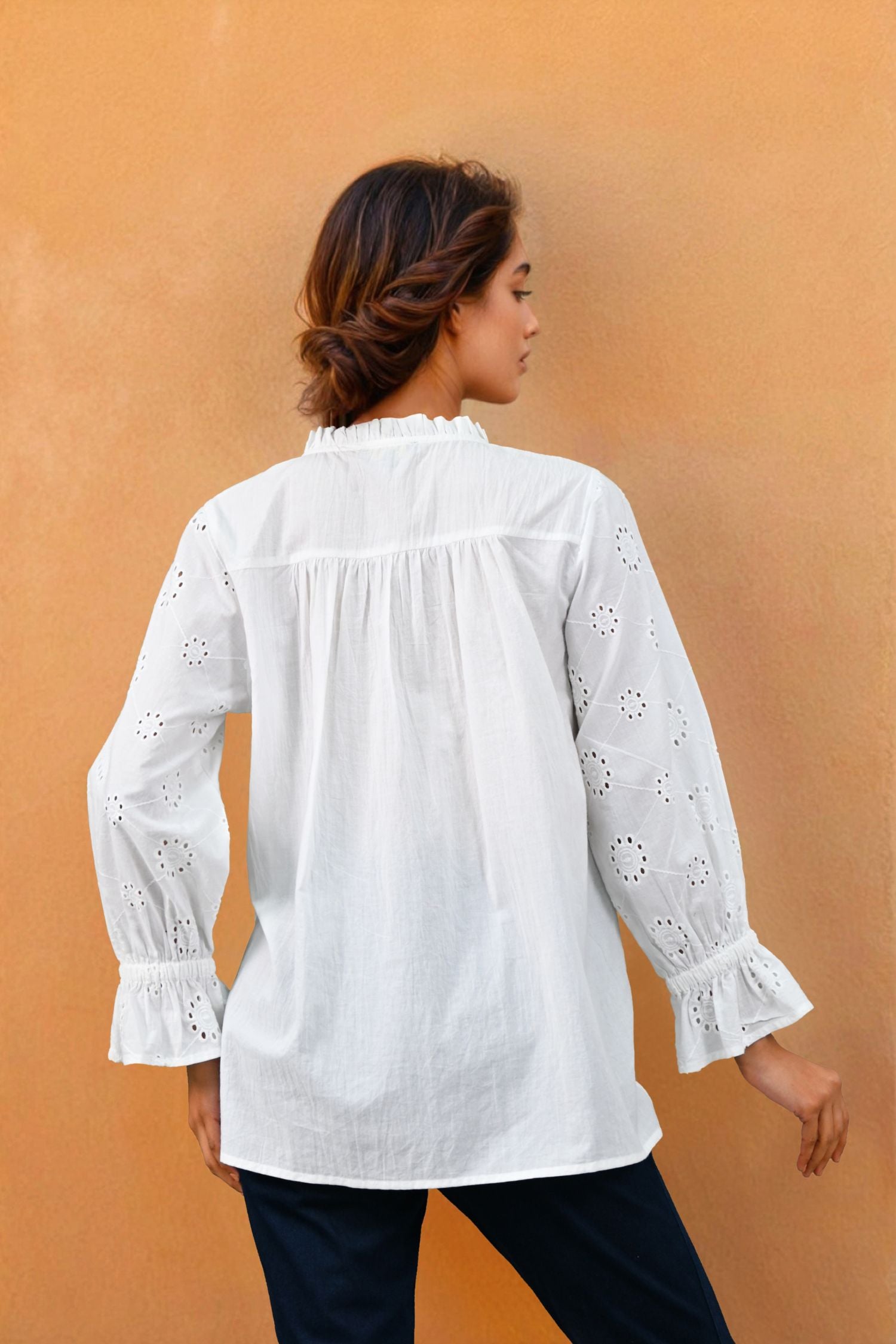 White Bloom Eyelet Floral Top