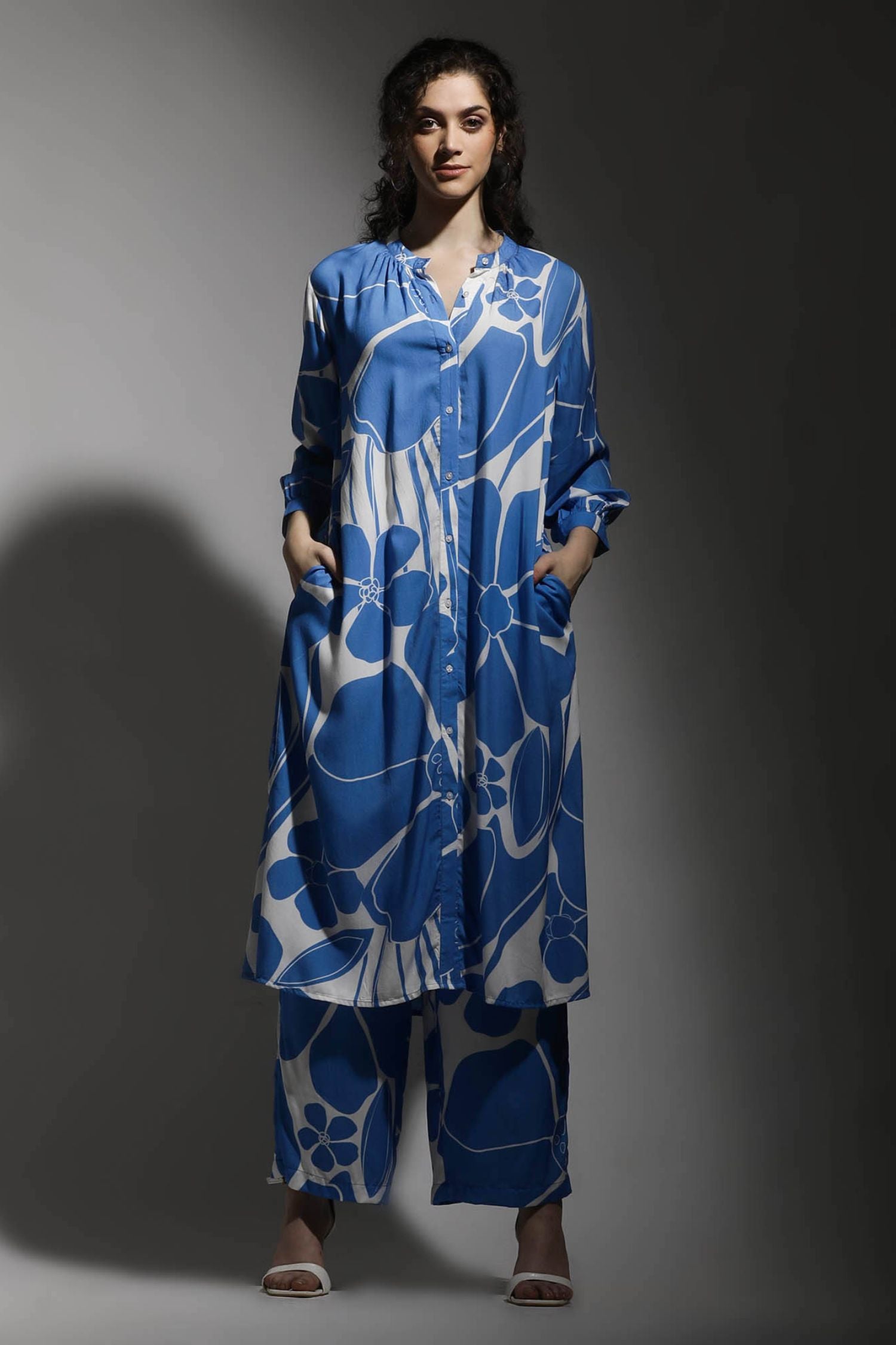 Blue Flower Print Co-ord Set
