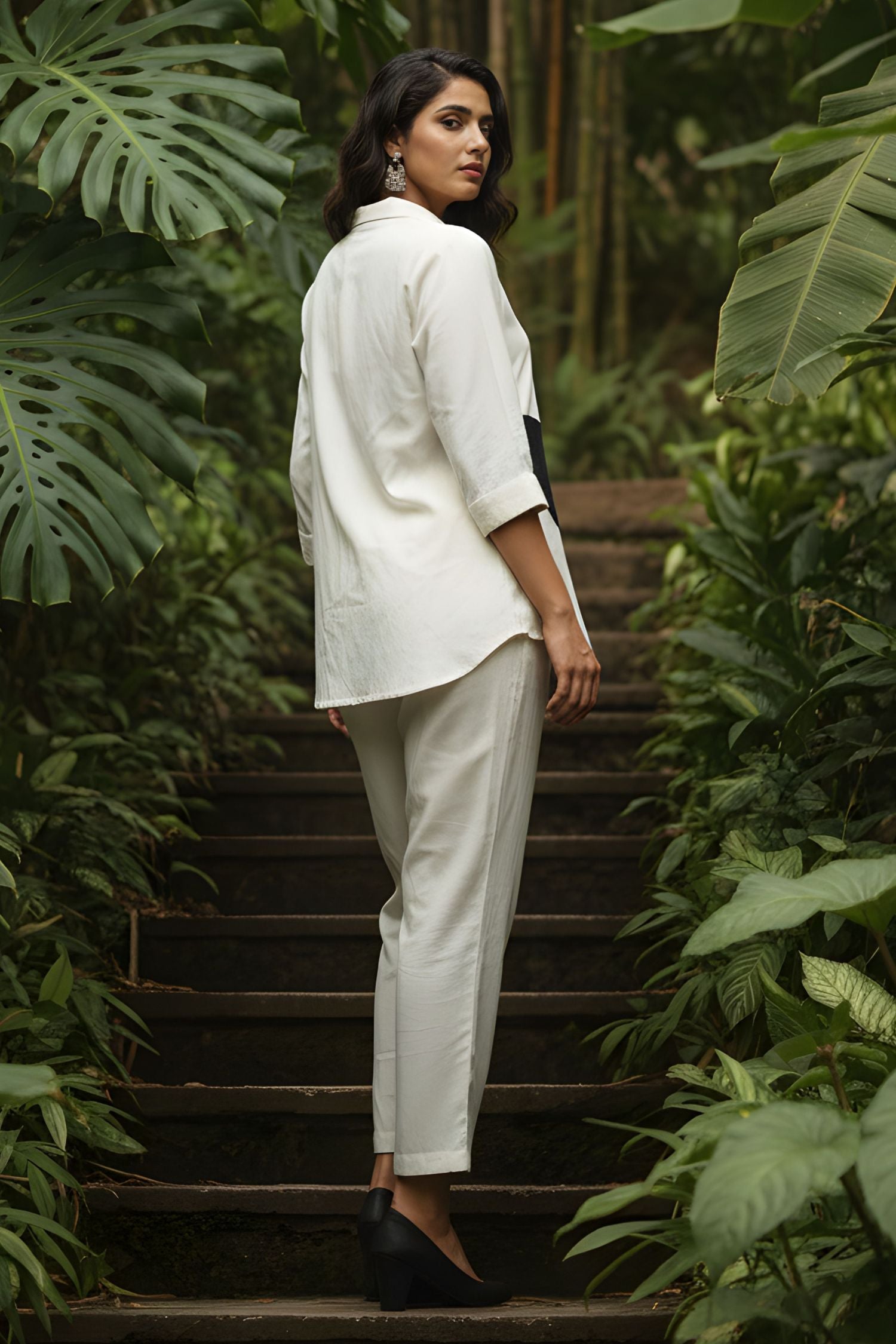 Abstract Beige Floral Printed Co-ord Set