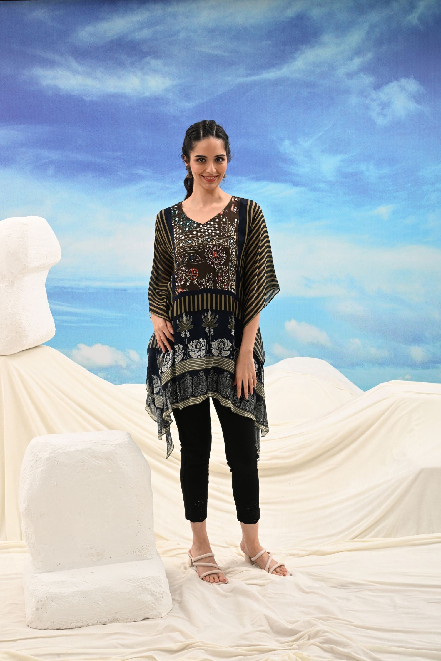 Grace Black Kaftan with Print