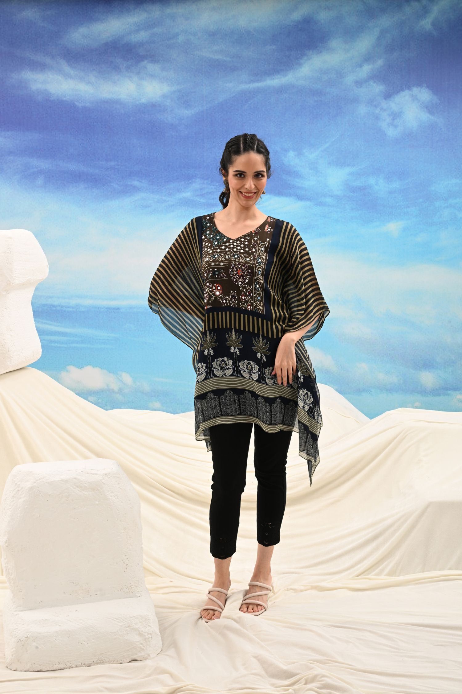 Grace Black Kaftan with Print