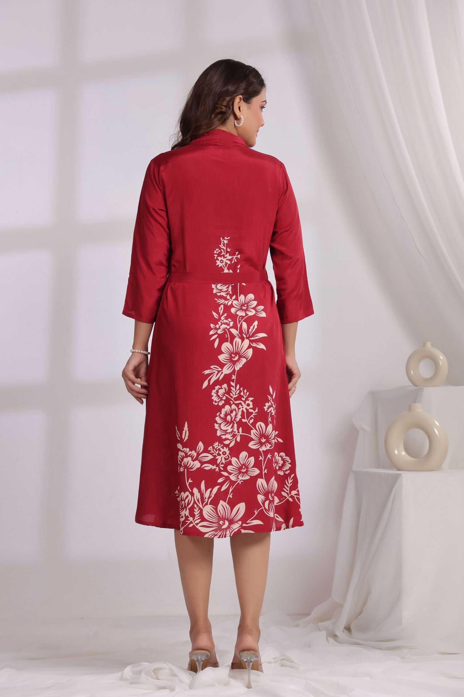 Maroon Charm Embroidered Dress