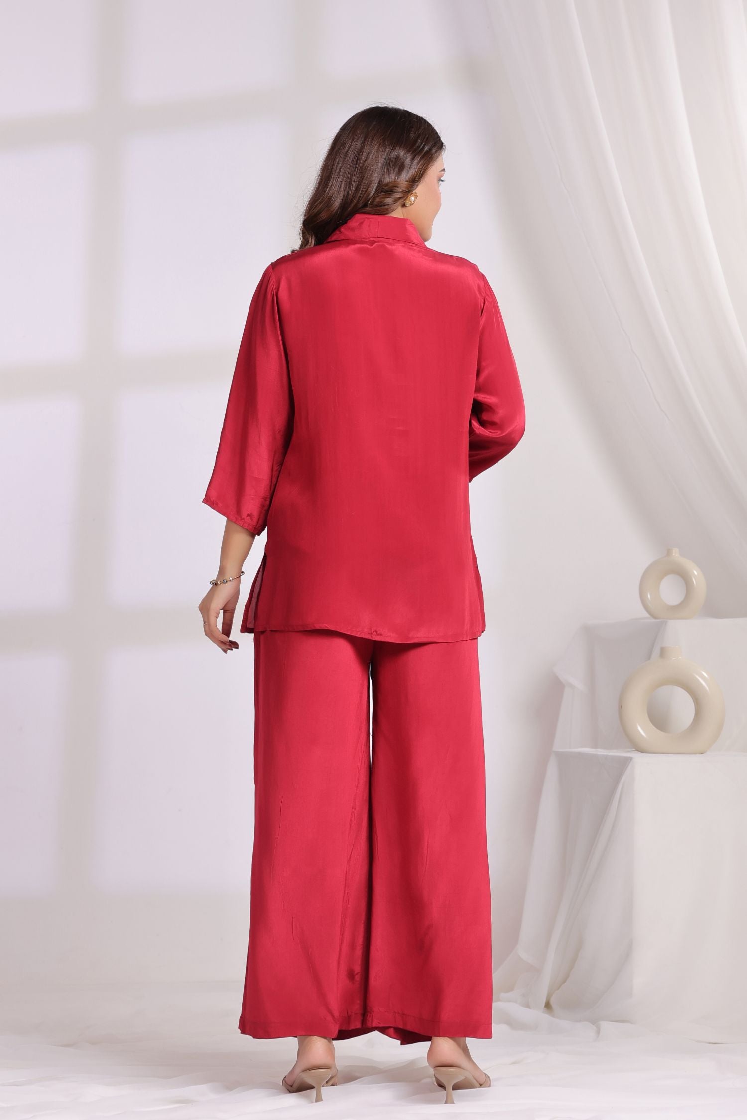 Maroon Grace Embroidered Cord Set