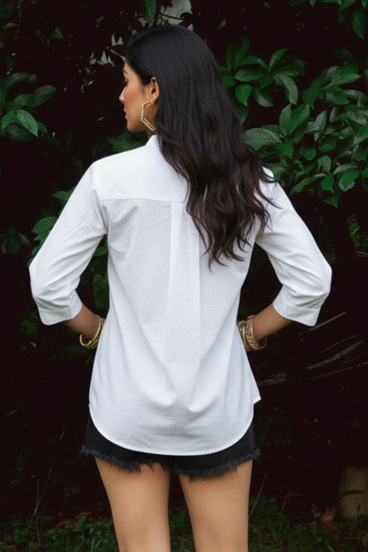 White Cotton Top with Thread Embroidery