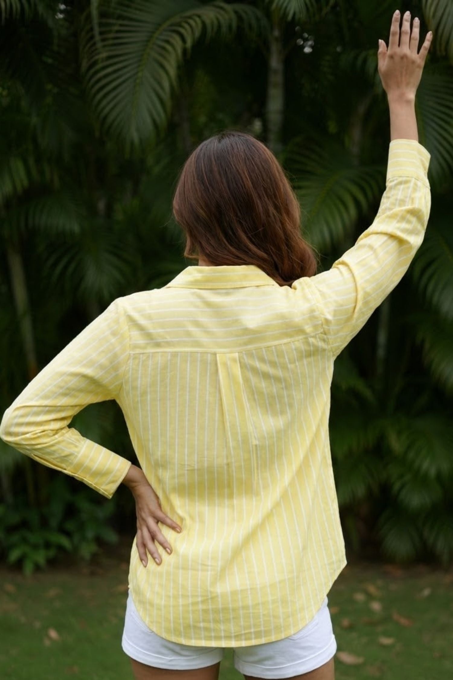 Yellow Shirt with Floral Petal Work