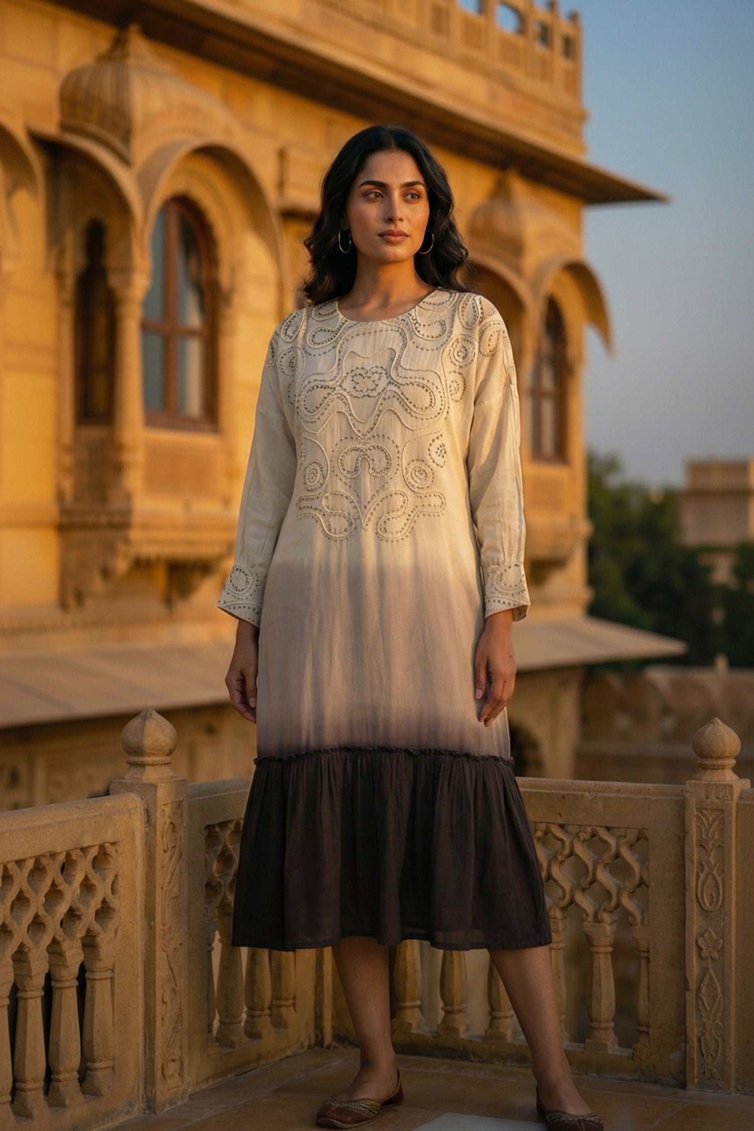 Ombre Cotton Long Dress