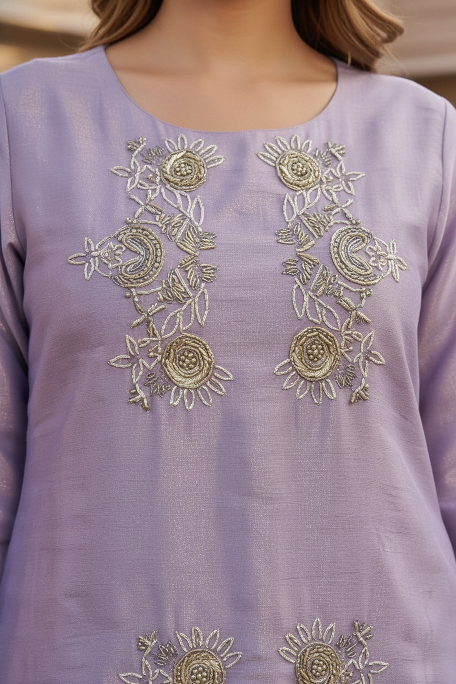 Lilac Yoke Embroidered Cordset