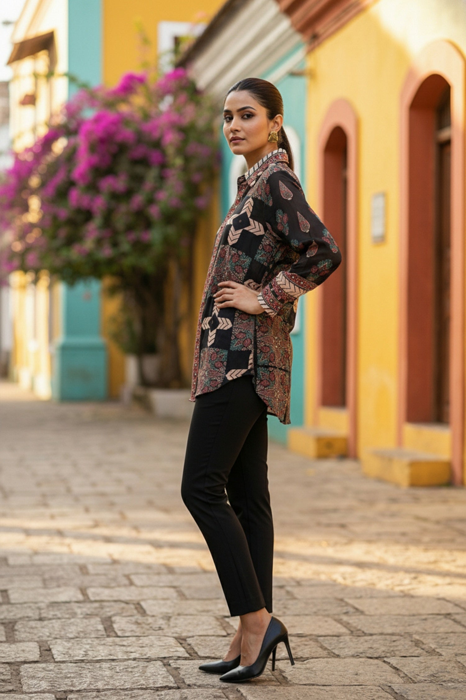 Chic Black Printed Fashion Top
