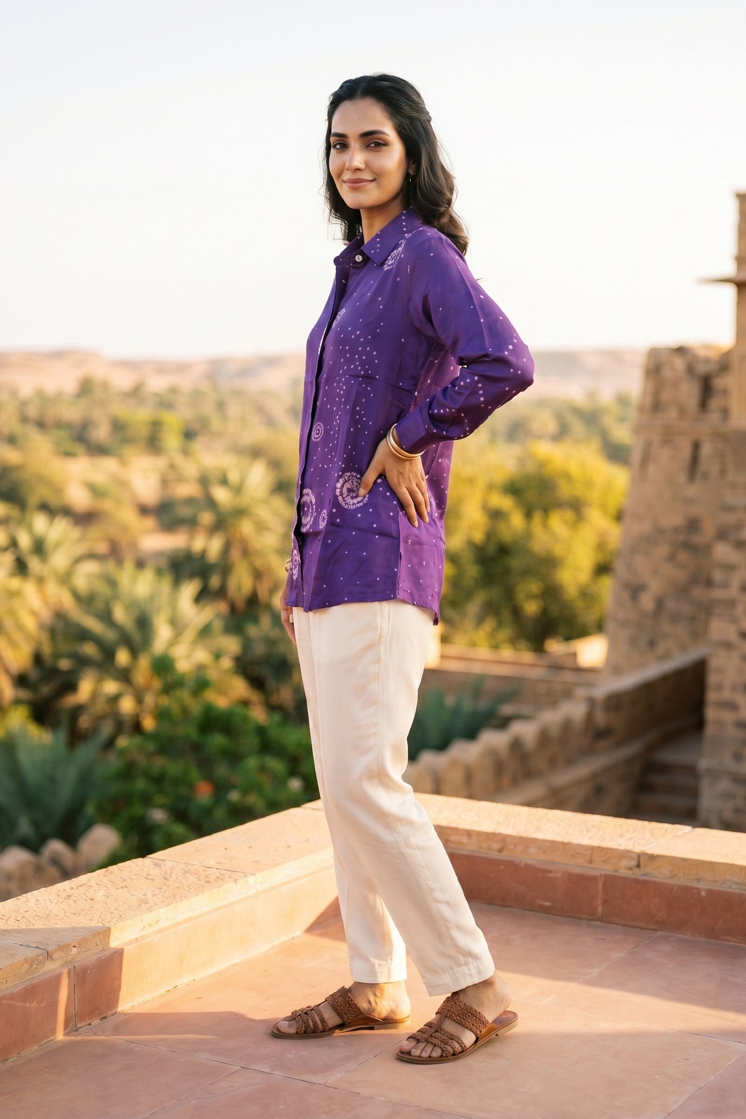 Rich Purple Crepe Relaxed Fit Shirt