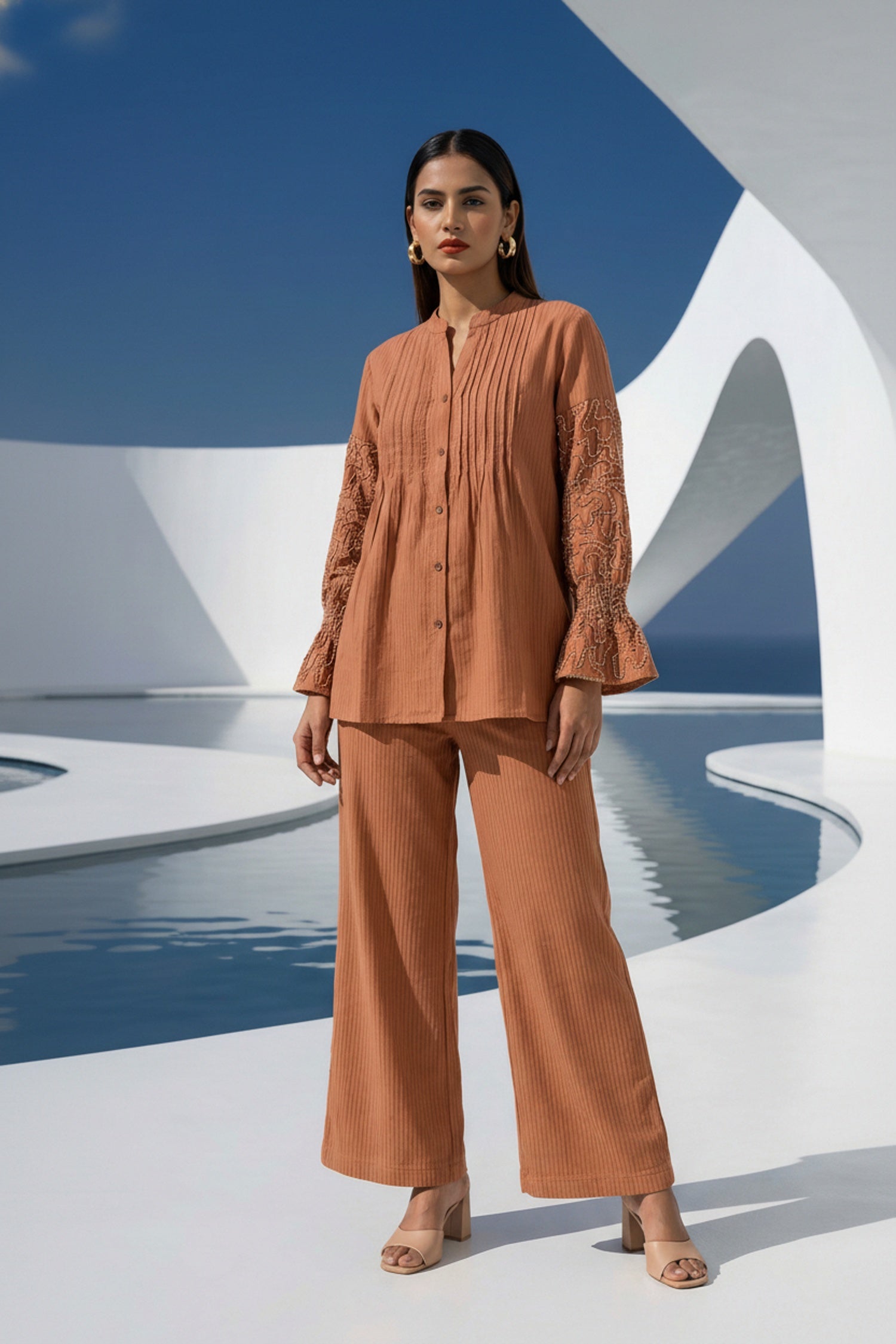 Chic Orange Cotton Co-ord Set