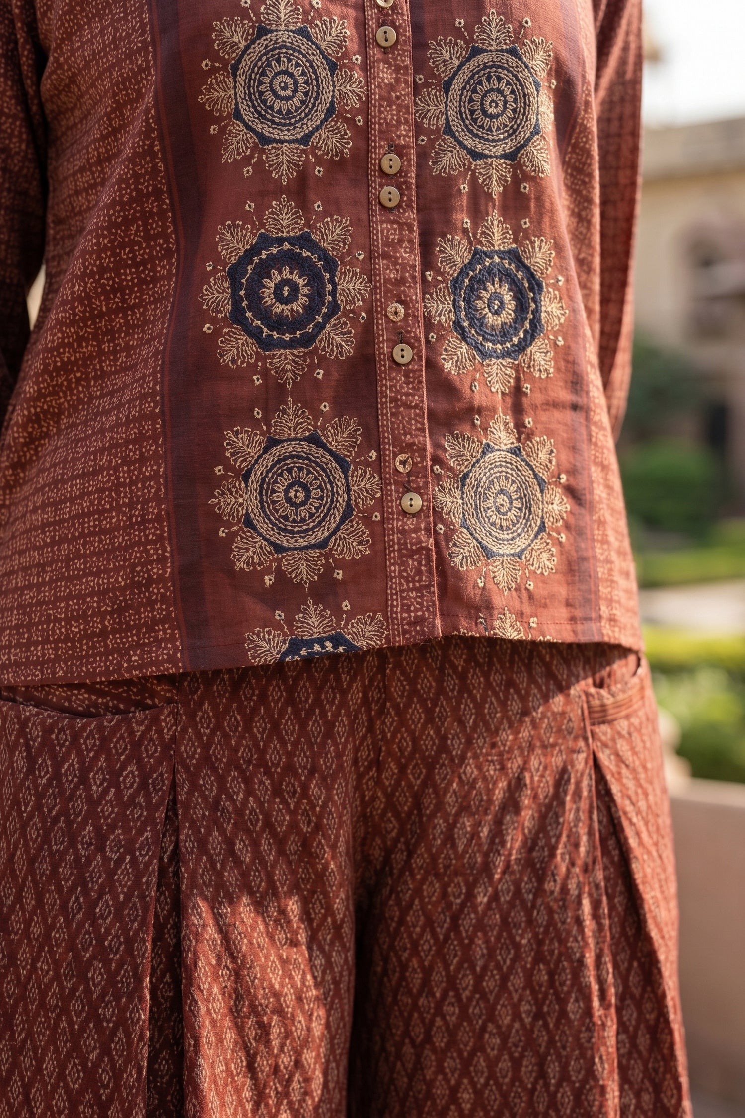 Maroon Abstract Print Co-ord Set