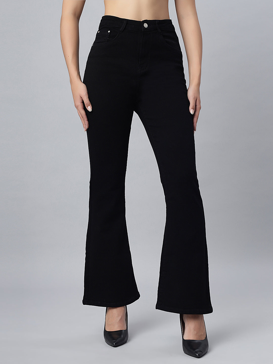 Black High-Rise Bootcut Jeans