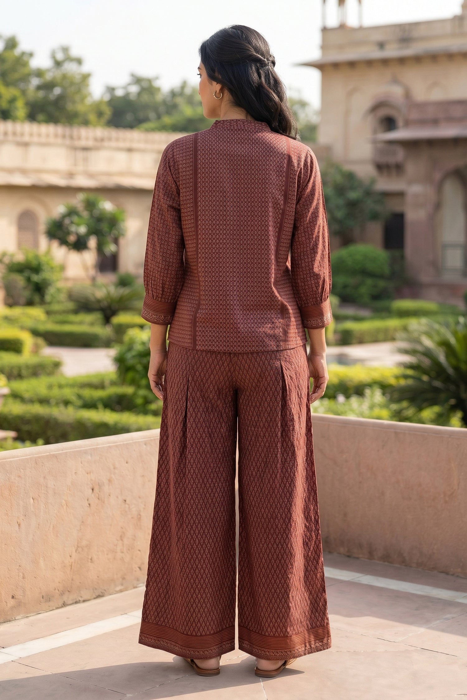 Maroon Abstract Print Co-ord Set