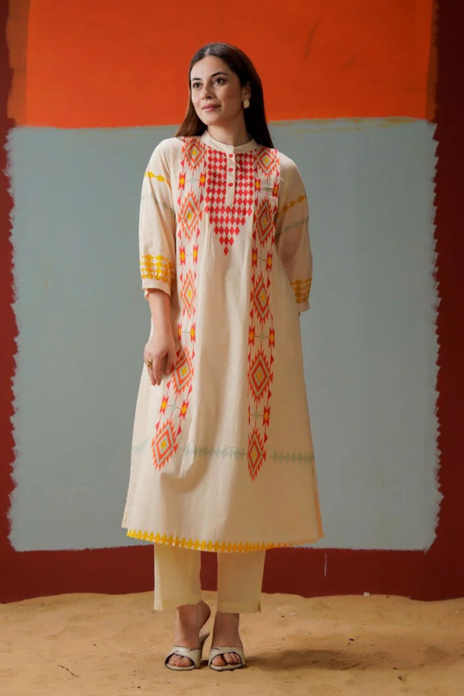 Cream Printed Cotton Co-ord Set