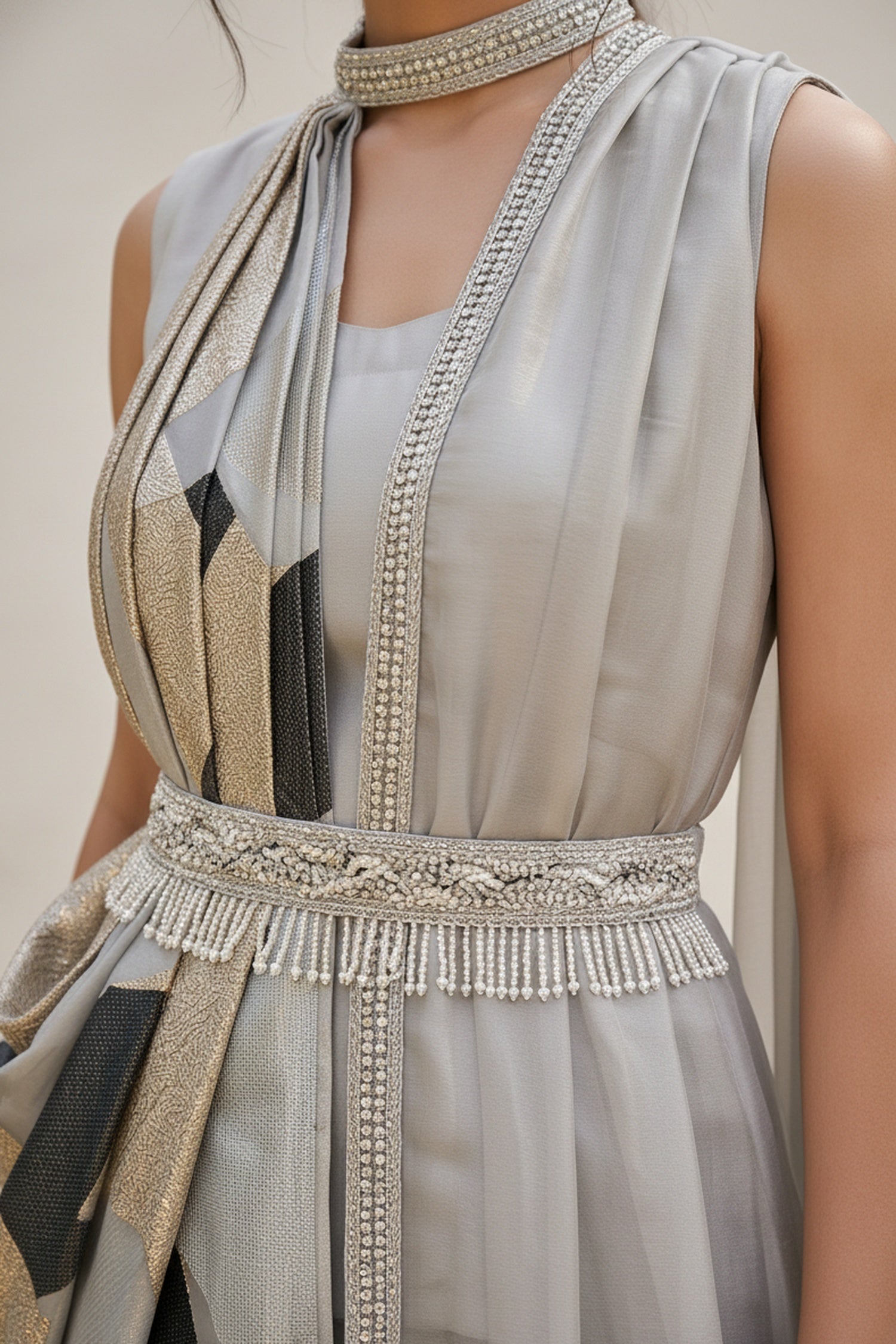 Signature Sash Drape Long Gown Dress