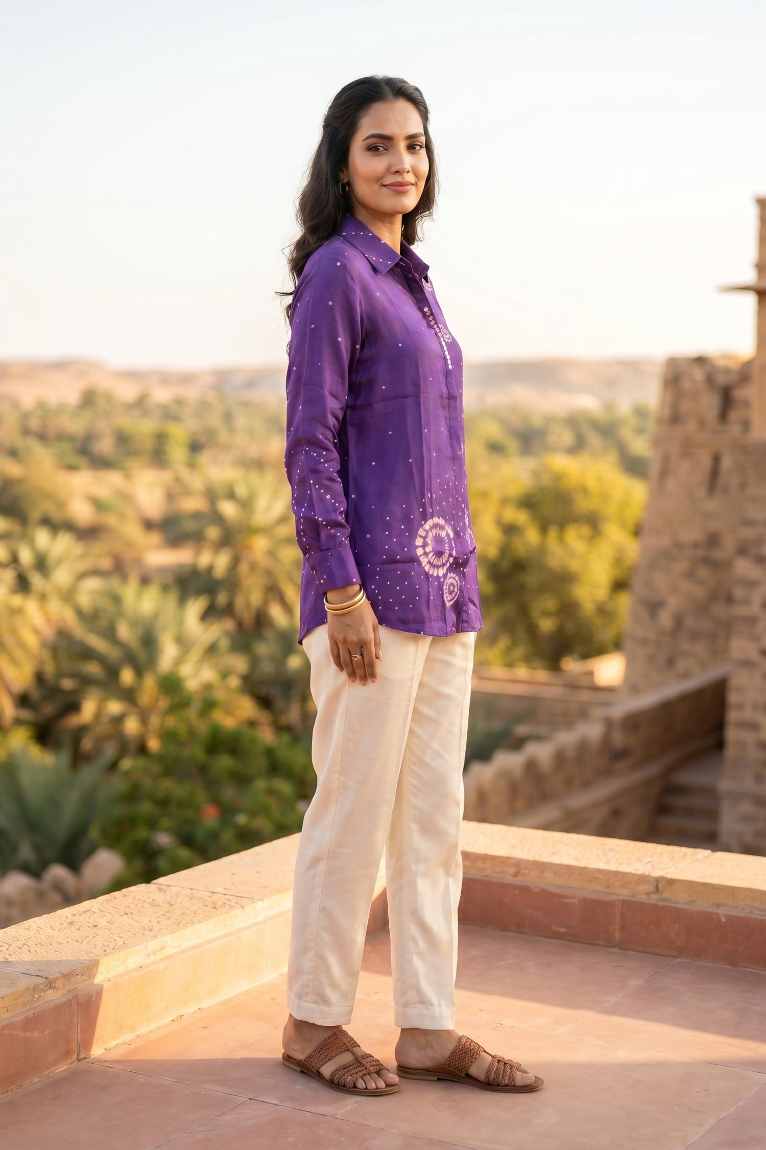 Rich Purple Crepe Relaxed Fit Shirt