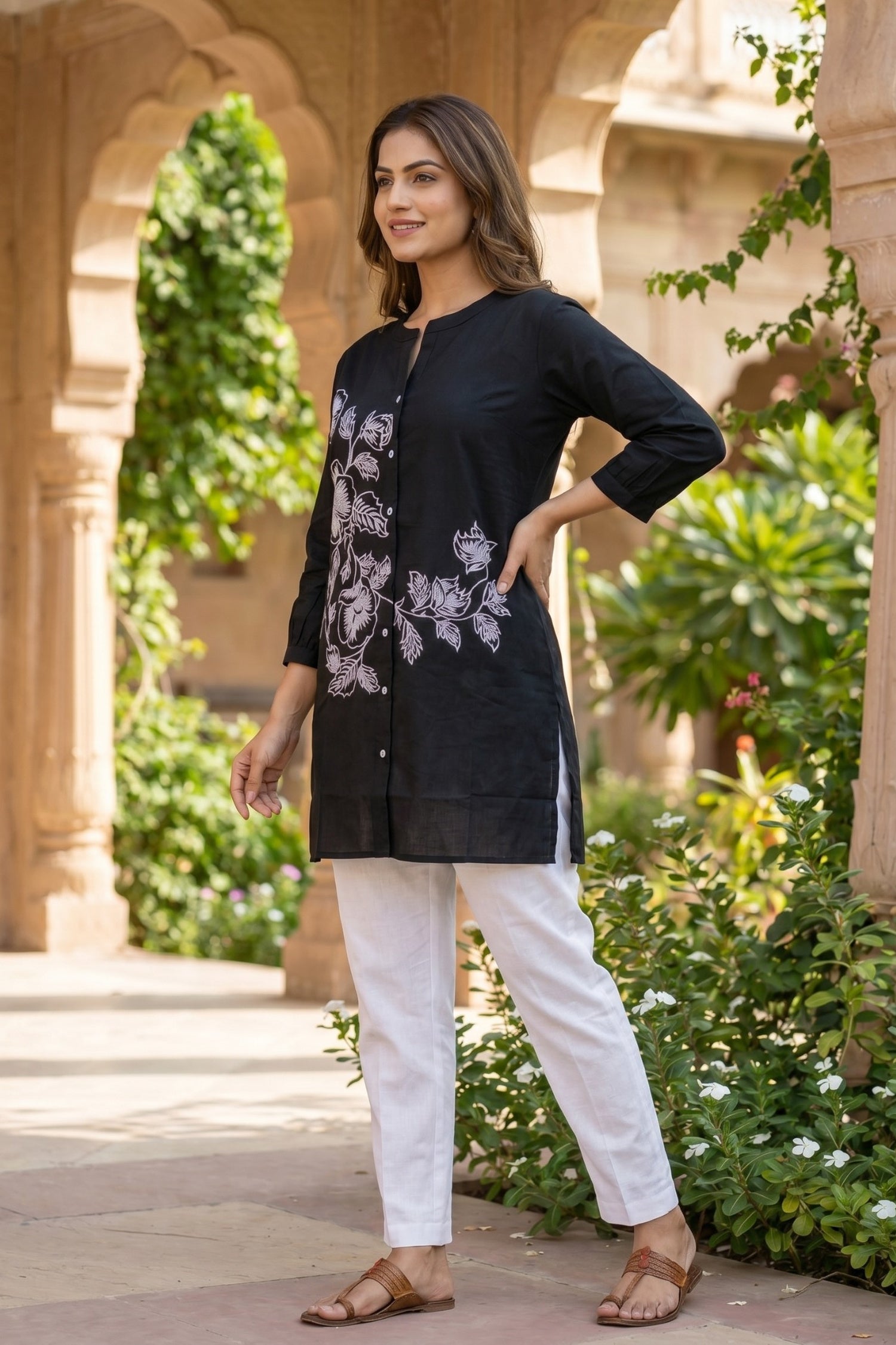 Relaxed Fit cotton Black Shirt.
