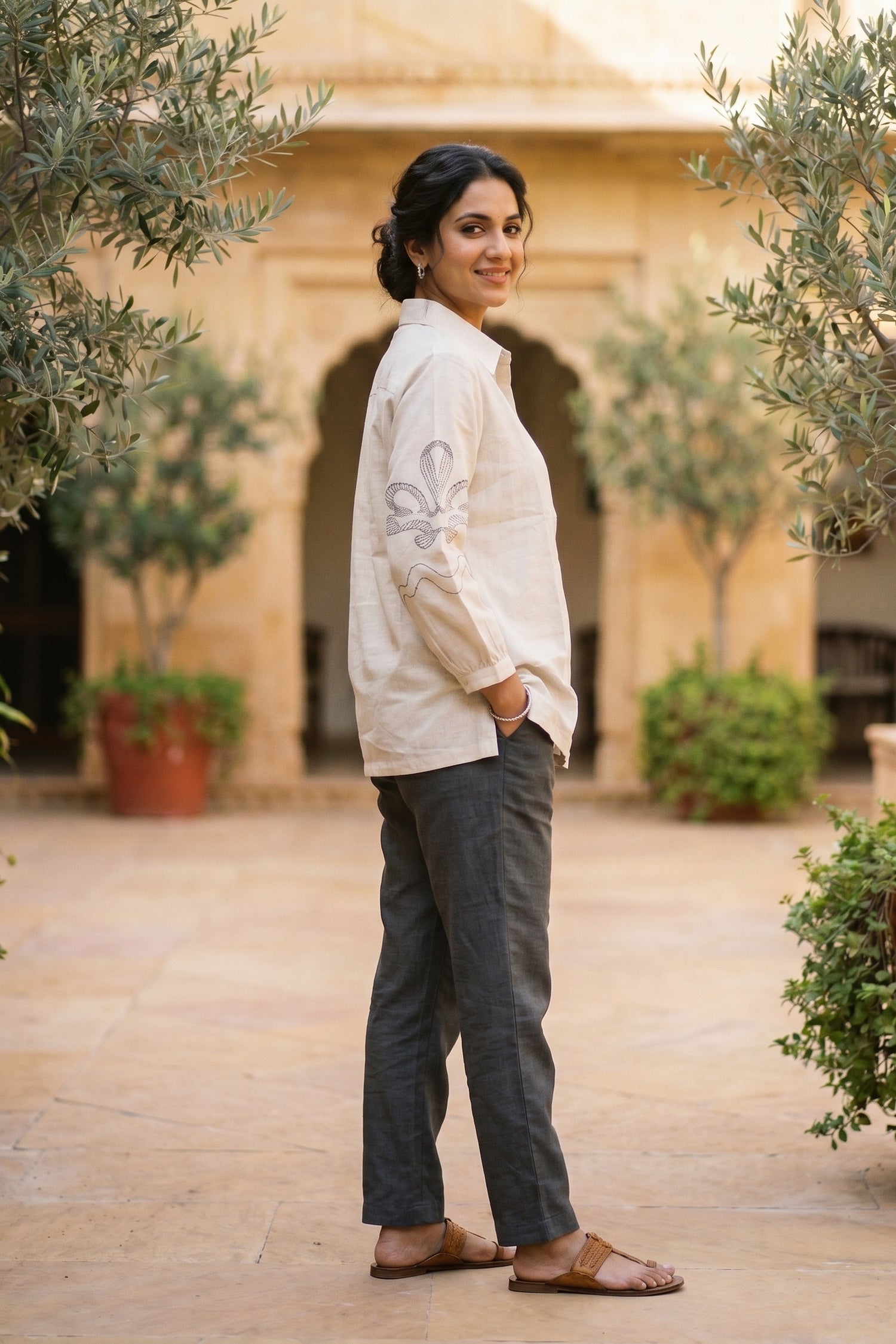 Relaxed Fit cotton White Shirt.