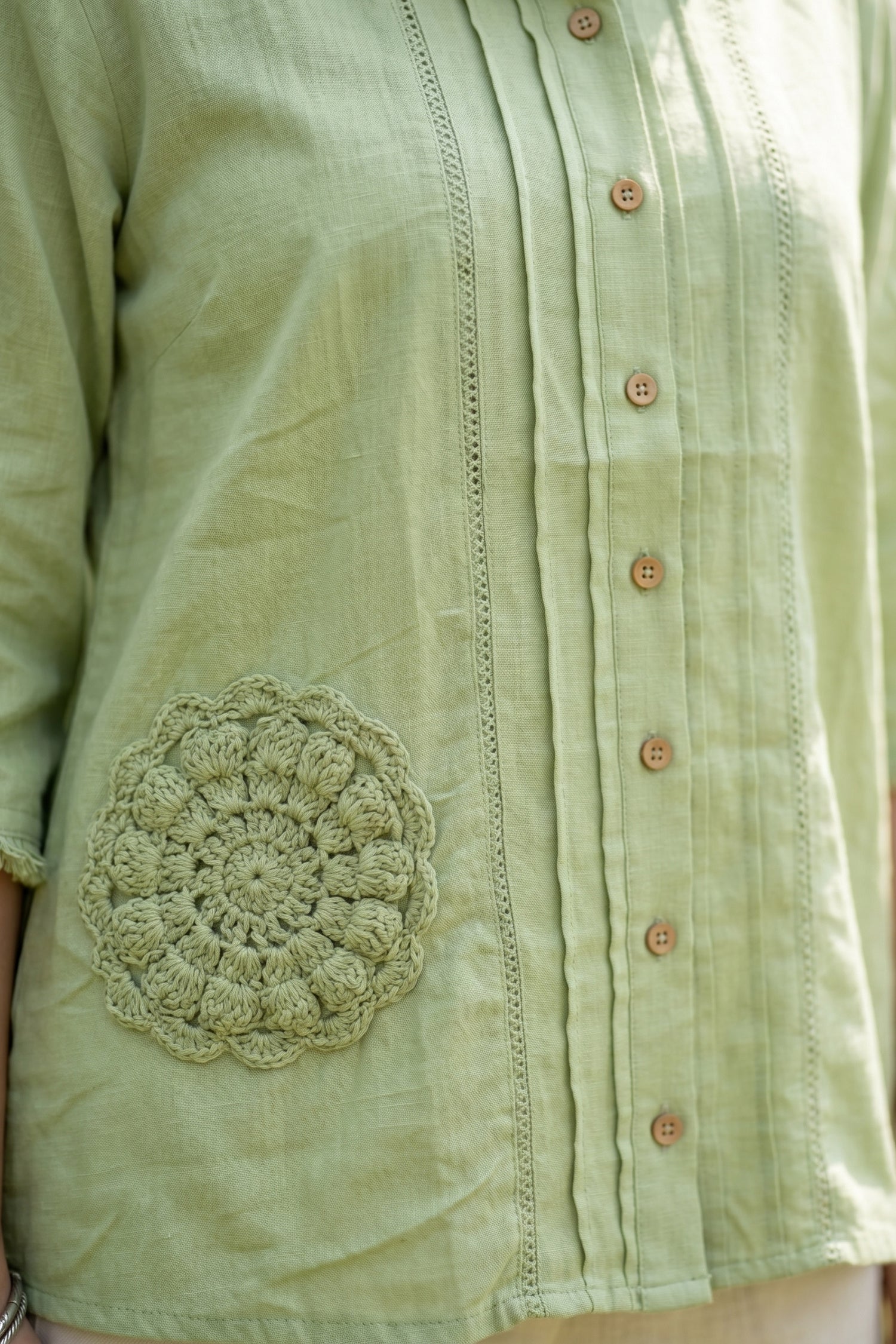 Oversized Fit Cotton Shirt in Moss Green
