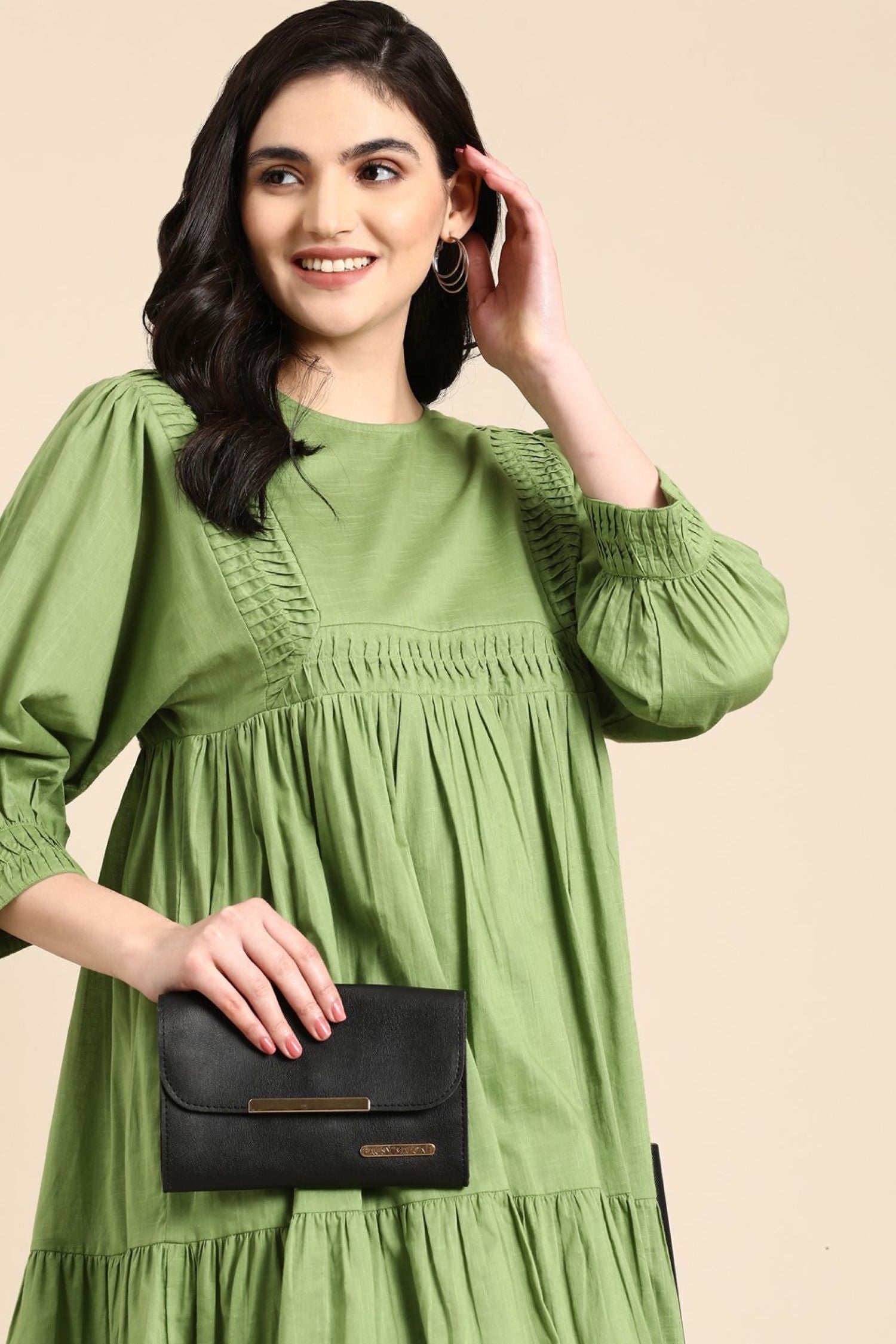 Freyaa Natural Charm A Cotton Green Dress