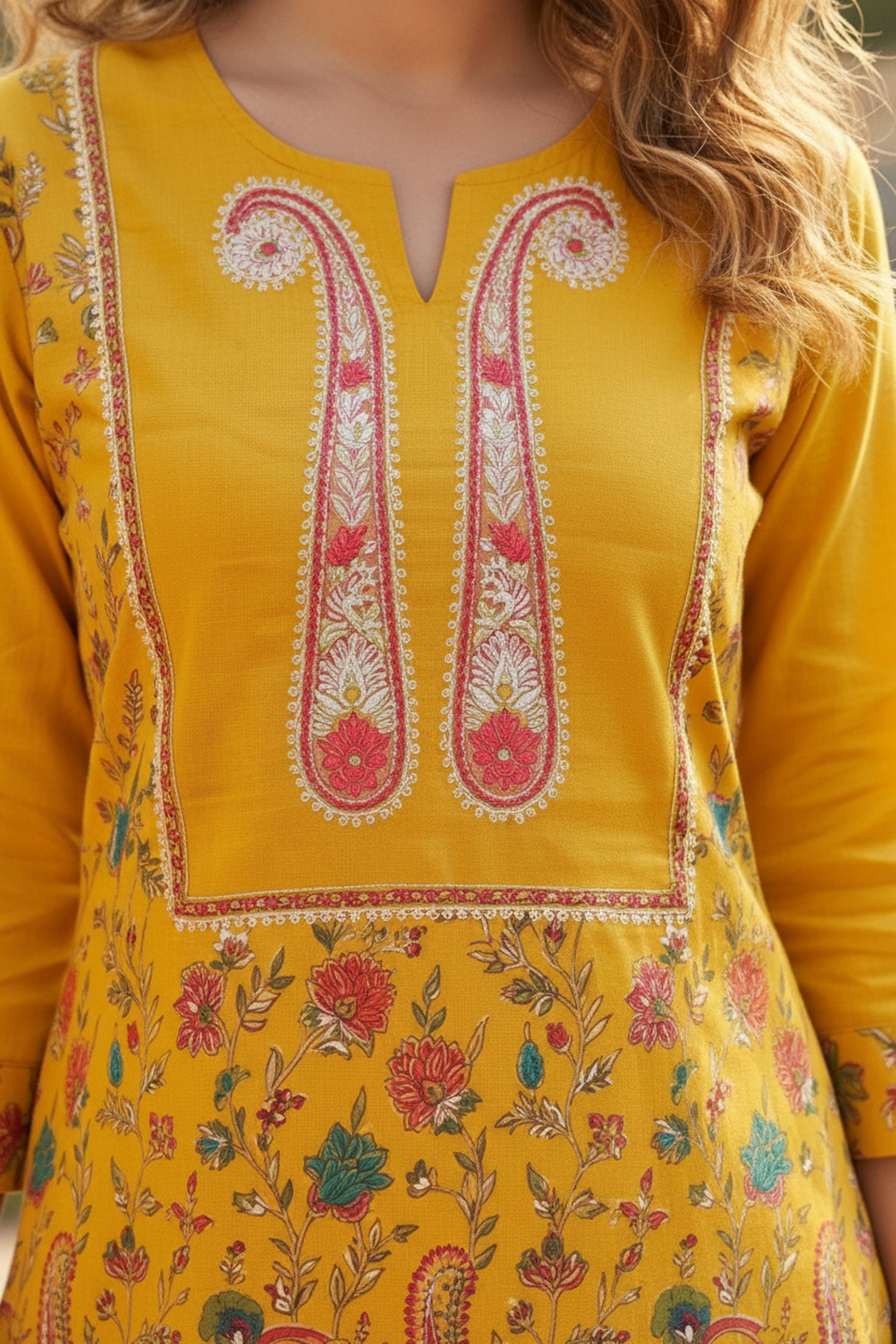 Mustard Digital Printed Cotton Cord Set