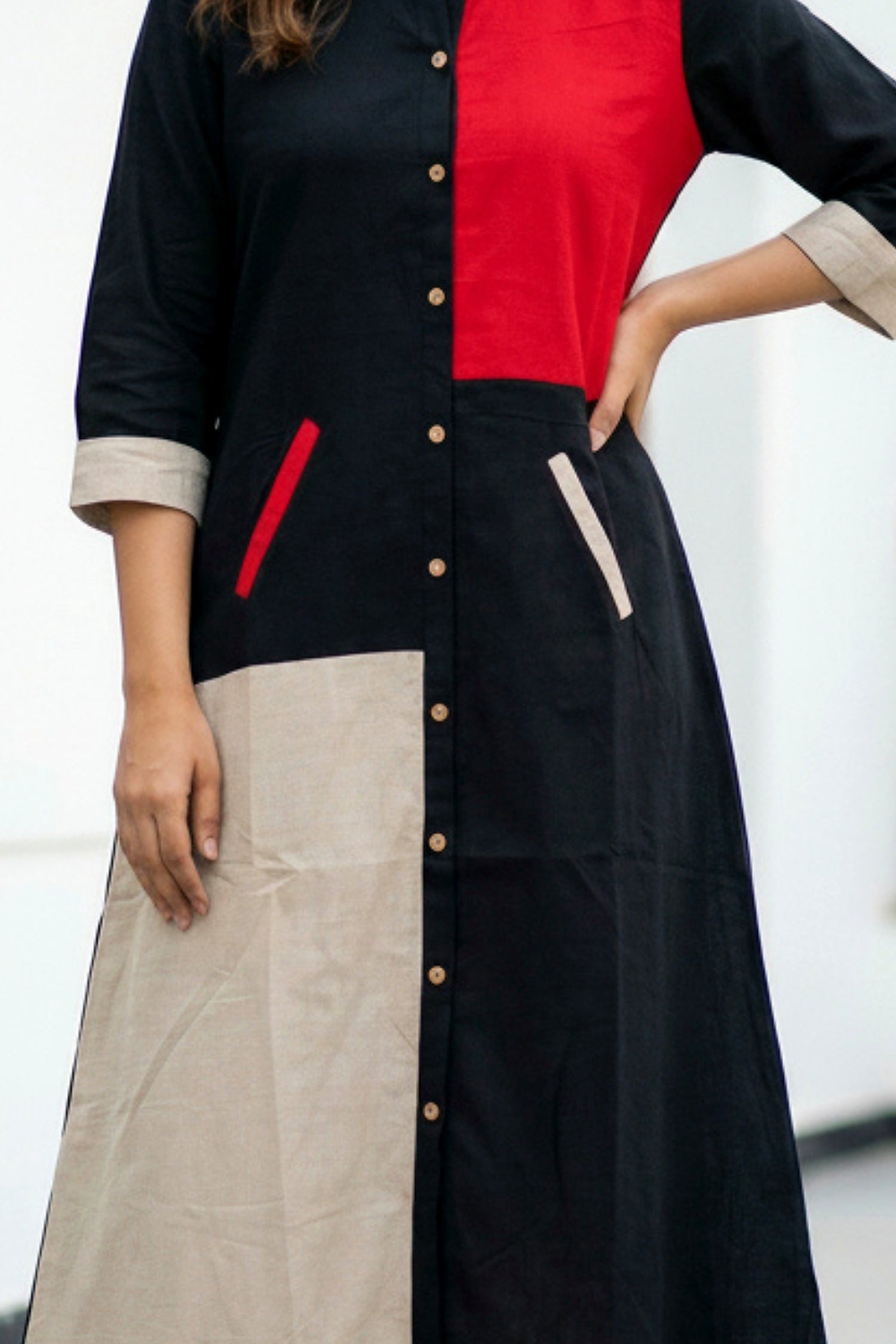 Multi Patterned Red & Black Cotton Cord Set