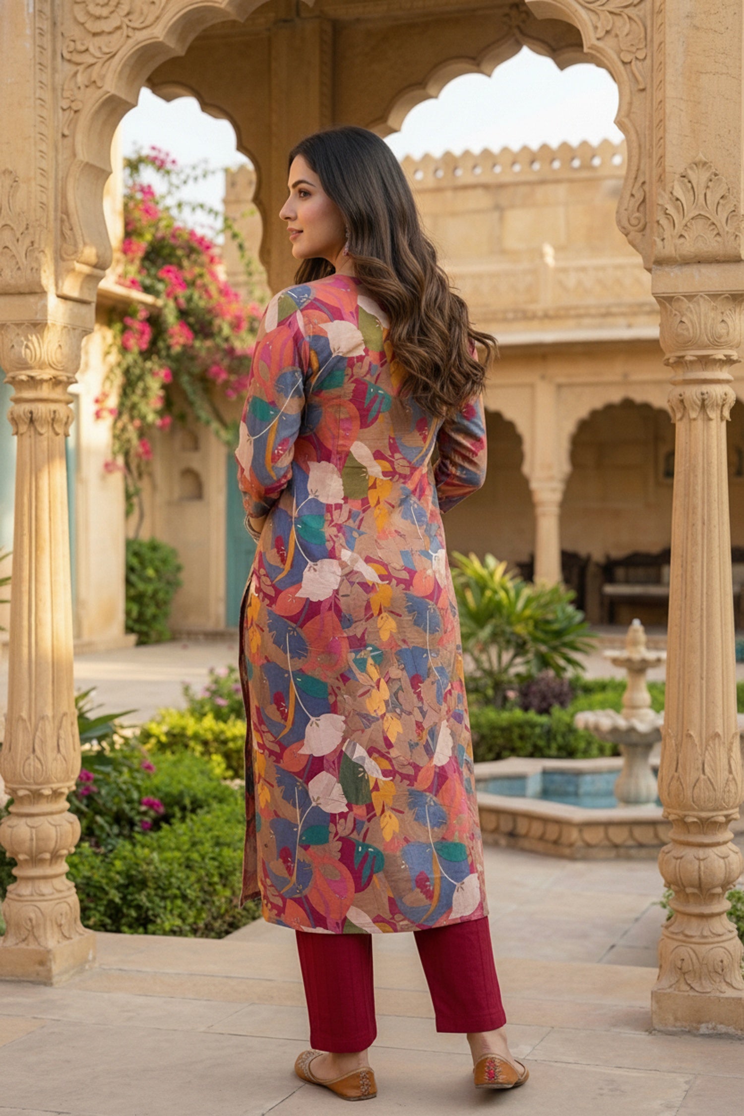 Multicolor Embroidered Cotton Cord Set