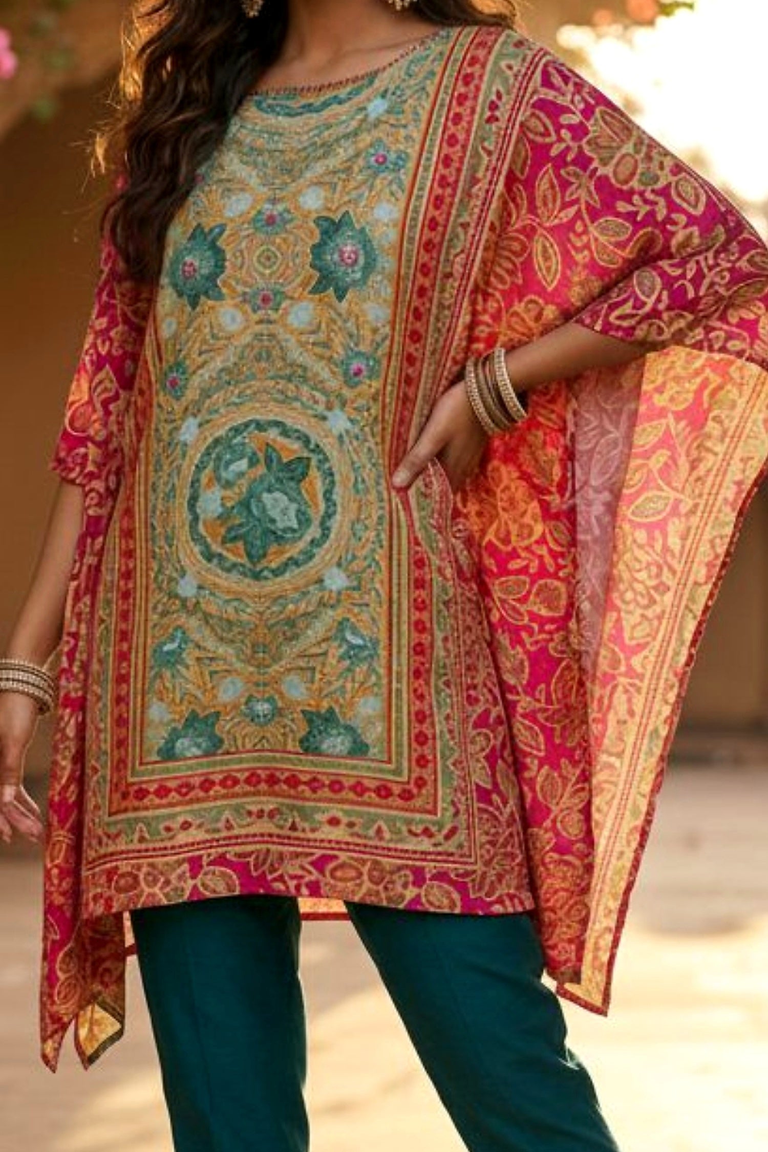 Rani Short Kaftan with Digital Design