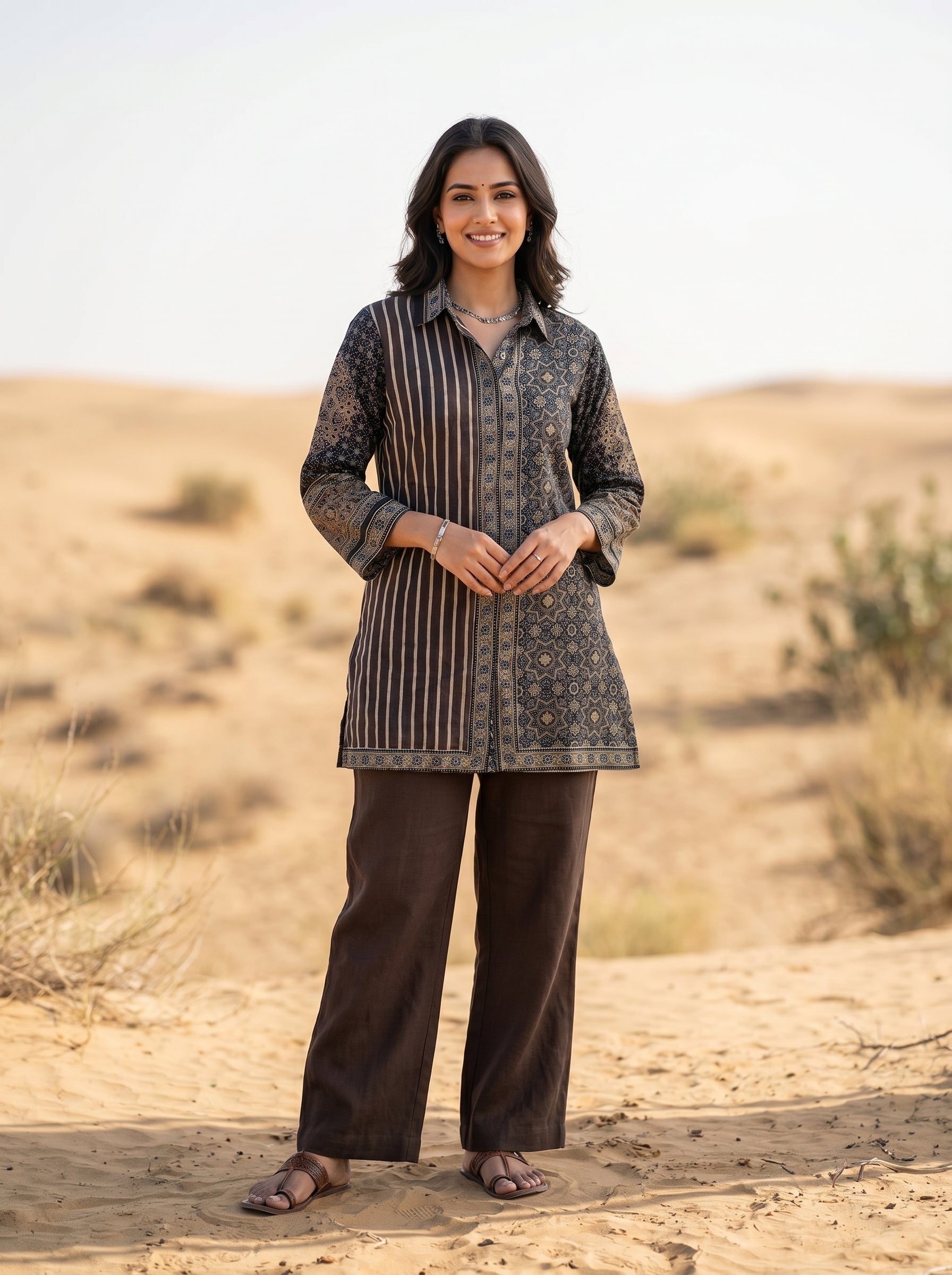 Relaxed Fit Printed Crepe Shirt