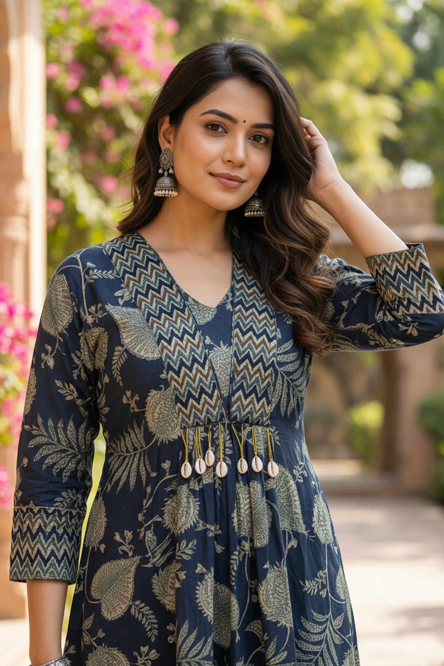 Green Aura Printed Co-ord with Kodi Embellished Top