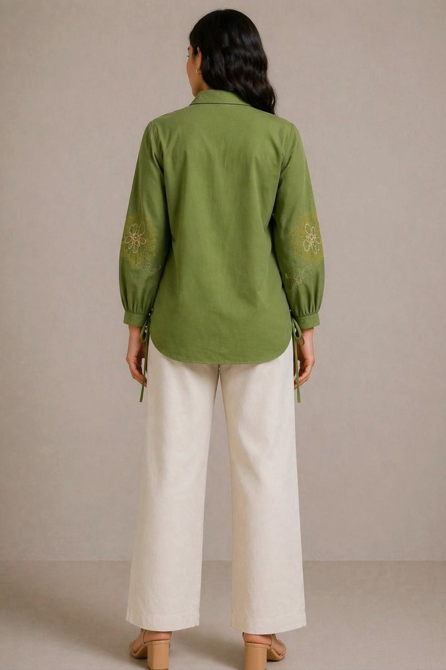 Relaxed Fit cotton Green Shirt.