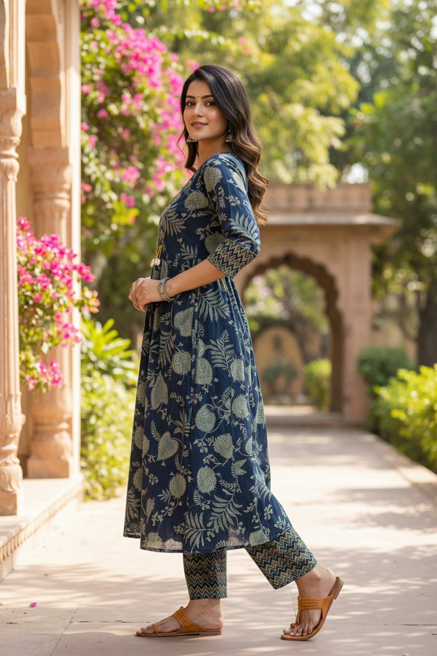Green Aura Printed Co-ord with Kodi Embellished Top